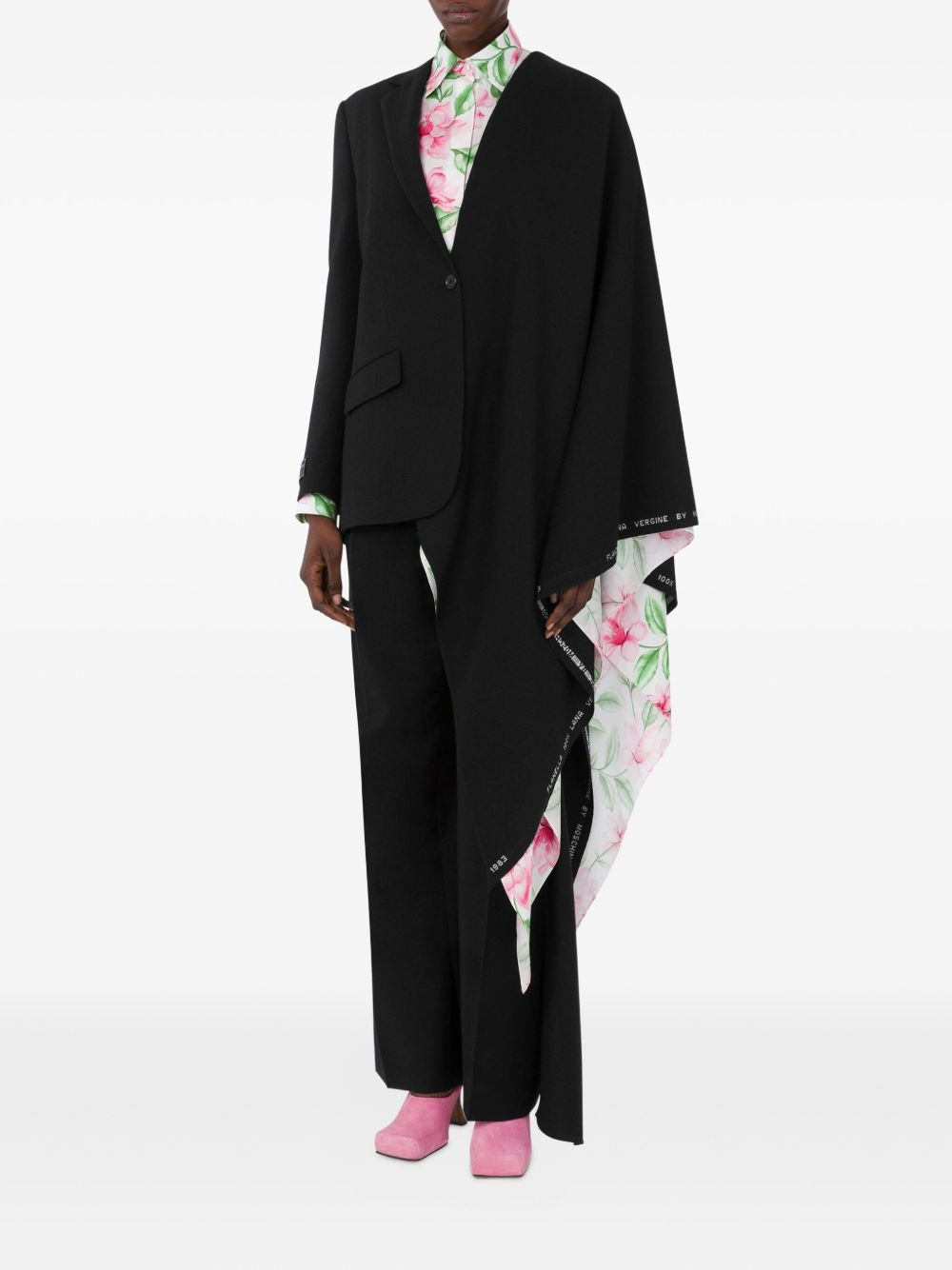 asymmetric-drape wool coat - 2