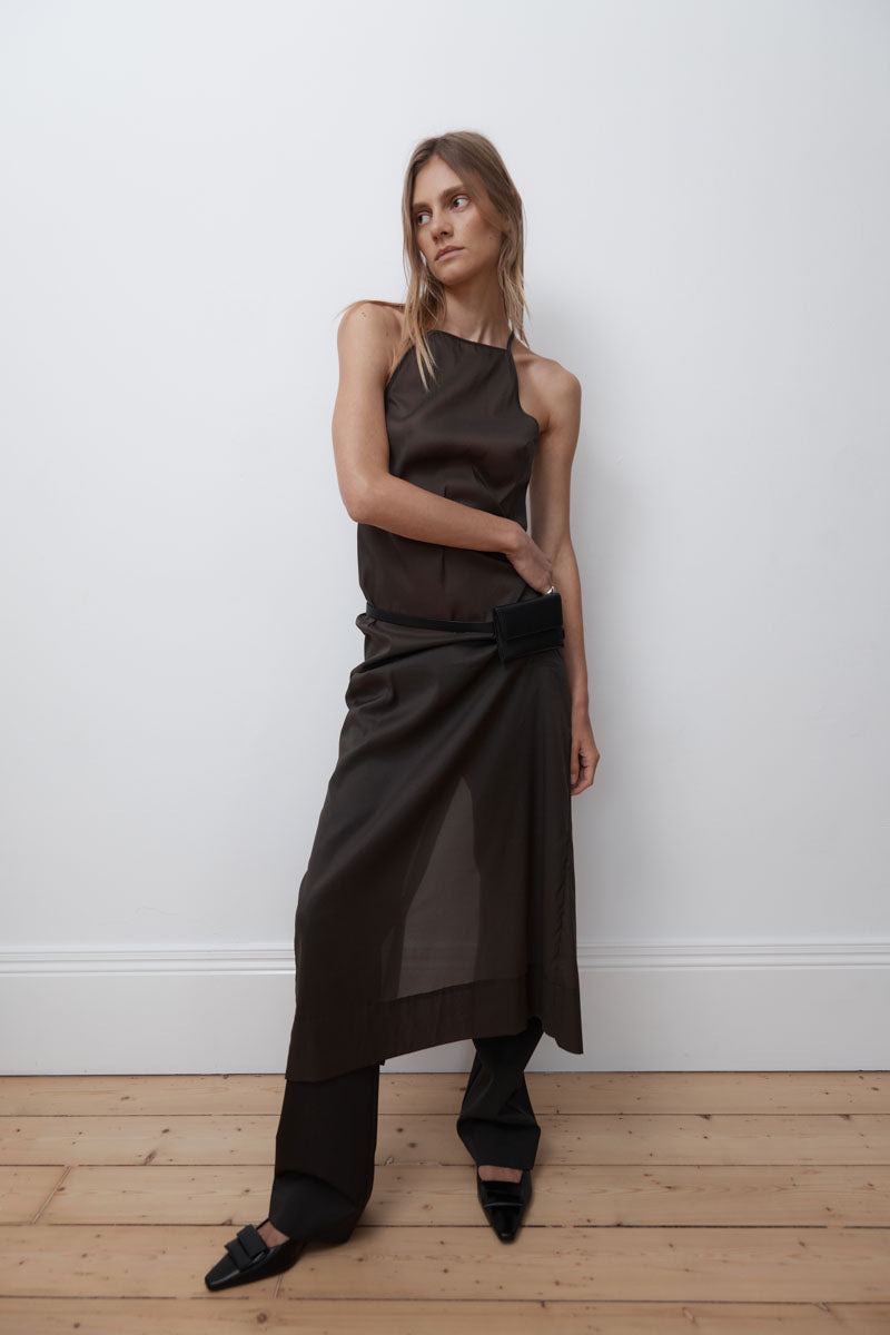 Transparent Column Dress - Black Olive - 8