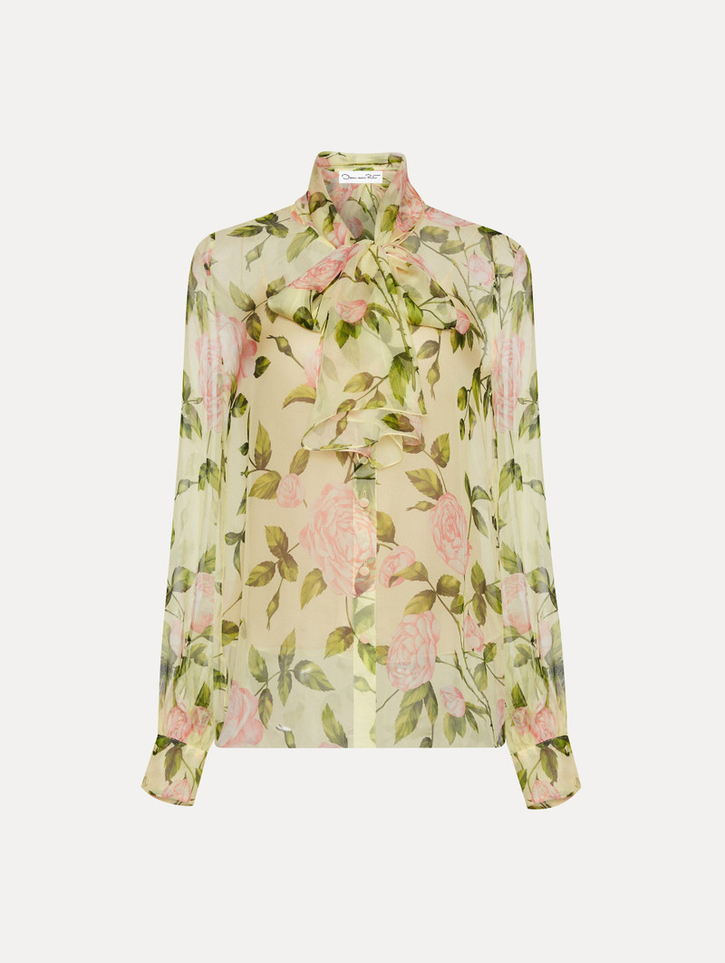 ENGLISH ROSE SILK CHIFFON BLOUSE - 1