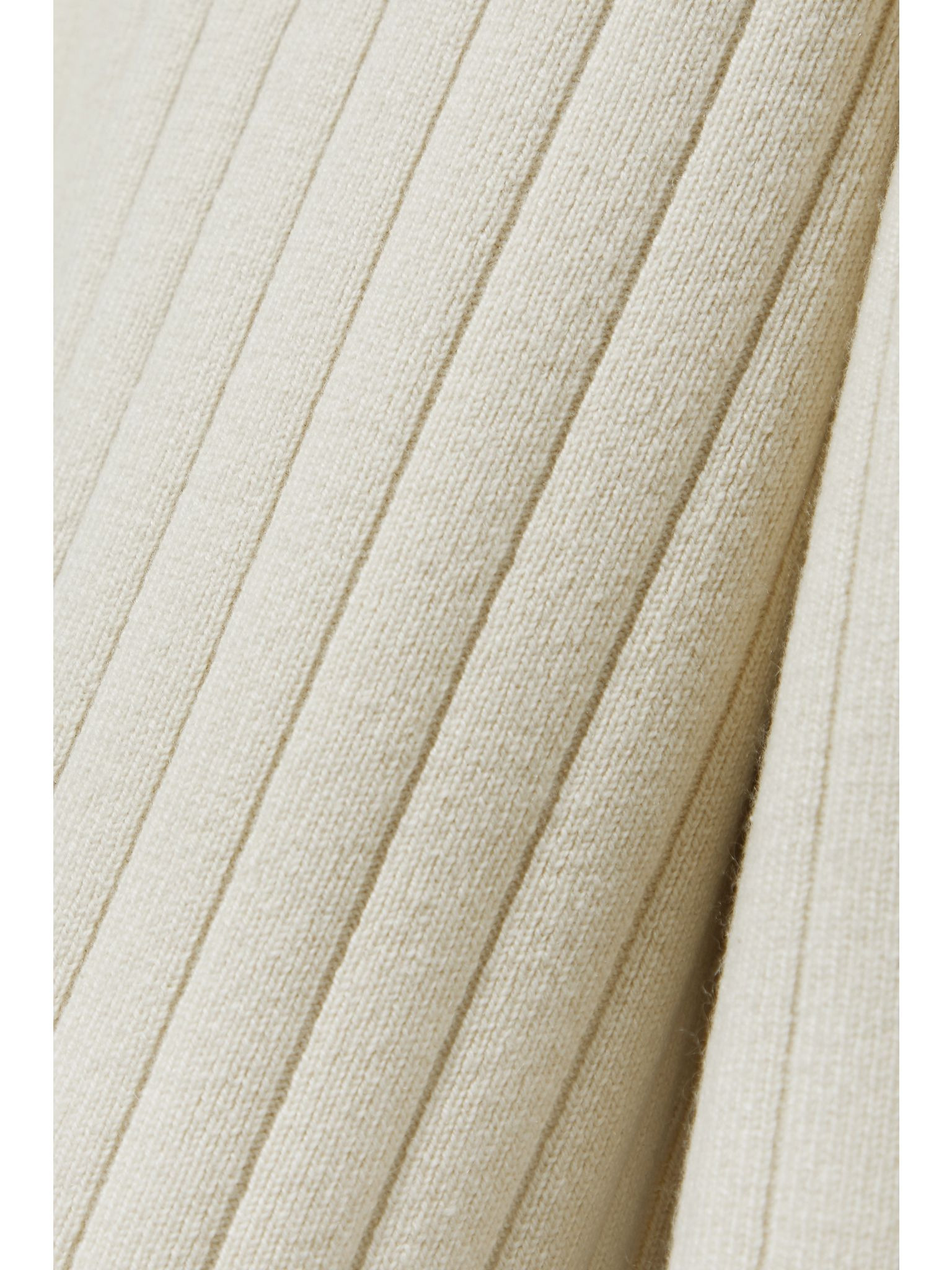 Ribbed cashmere-blend track pants Cream - 4