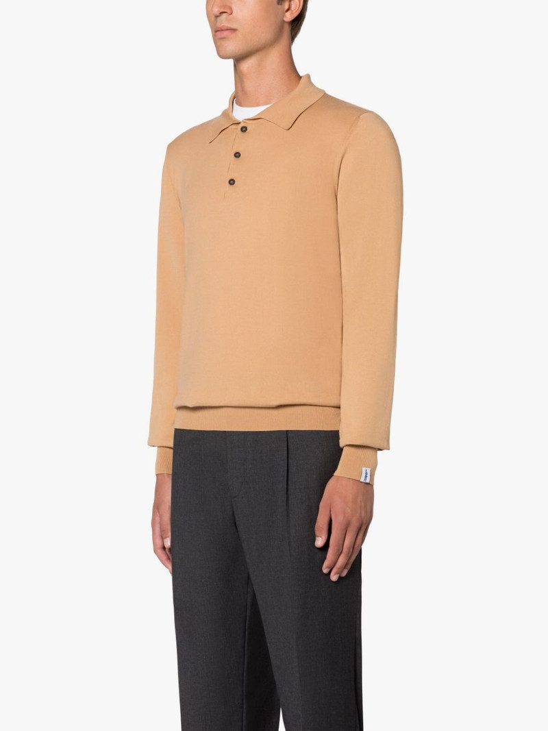 BEIGE COTTON LONG SLEEVE POLO SHIRT 3