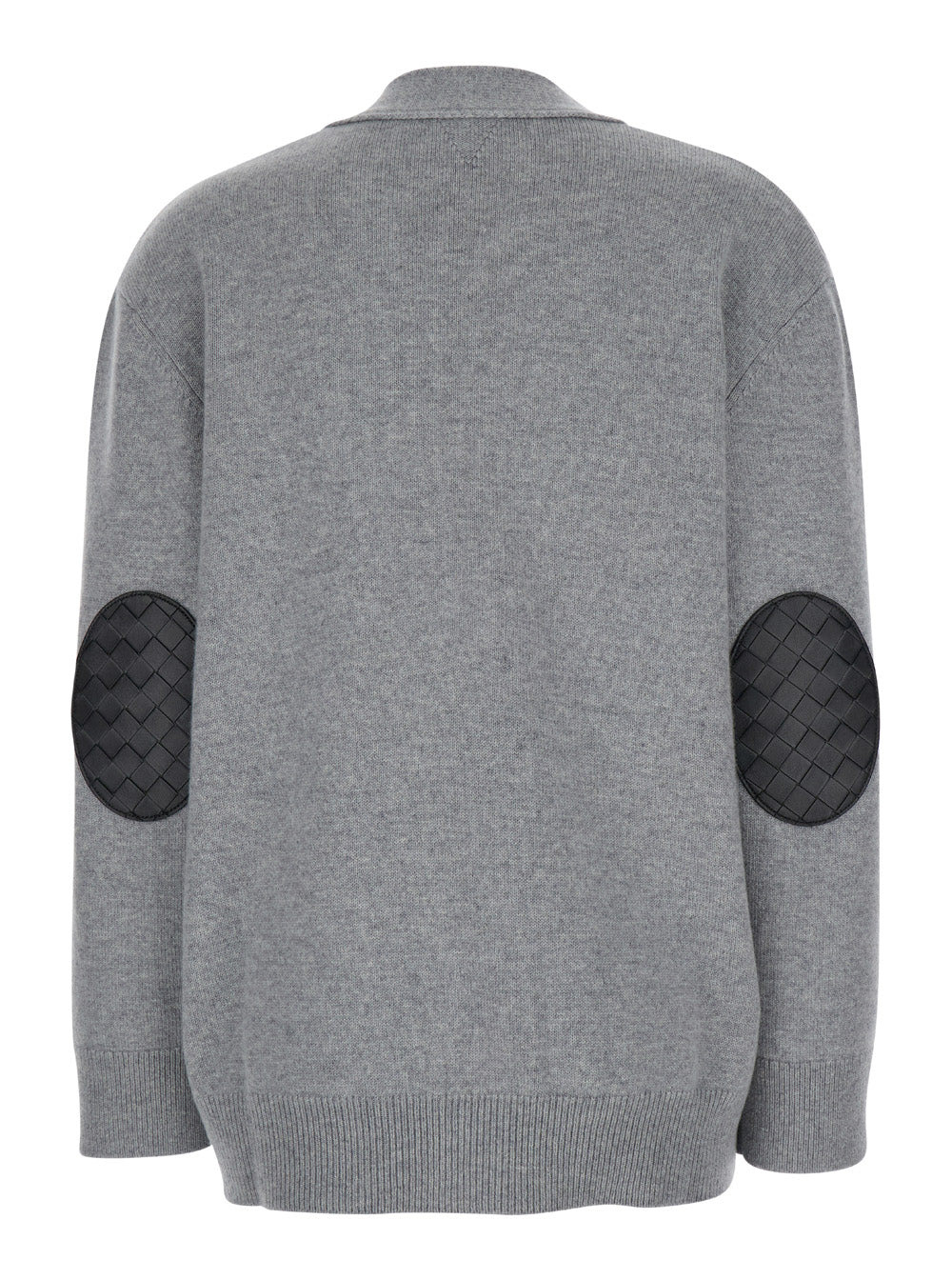 Bottega Veneta Women Grey Cardigan With Intrecciato Patch In Cashmere Woman - 2