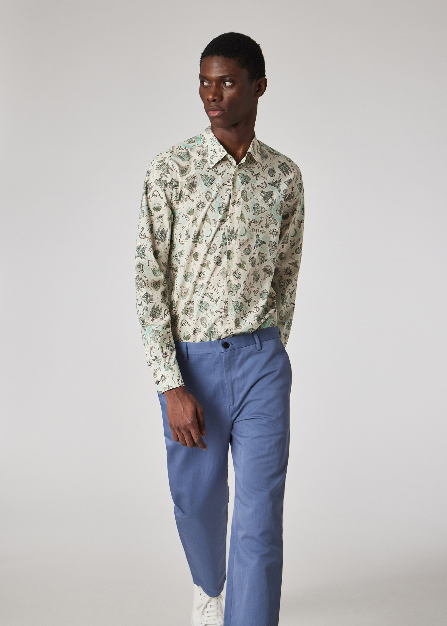 Green Cotton Long-Sleeve 'Souvenir' Shirt - 8