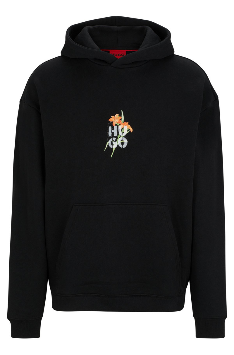 OVERSIZE-FIT HOODIE WITH FLORAL ARTWORK 1