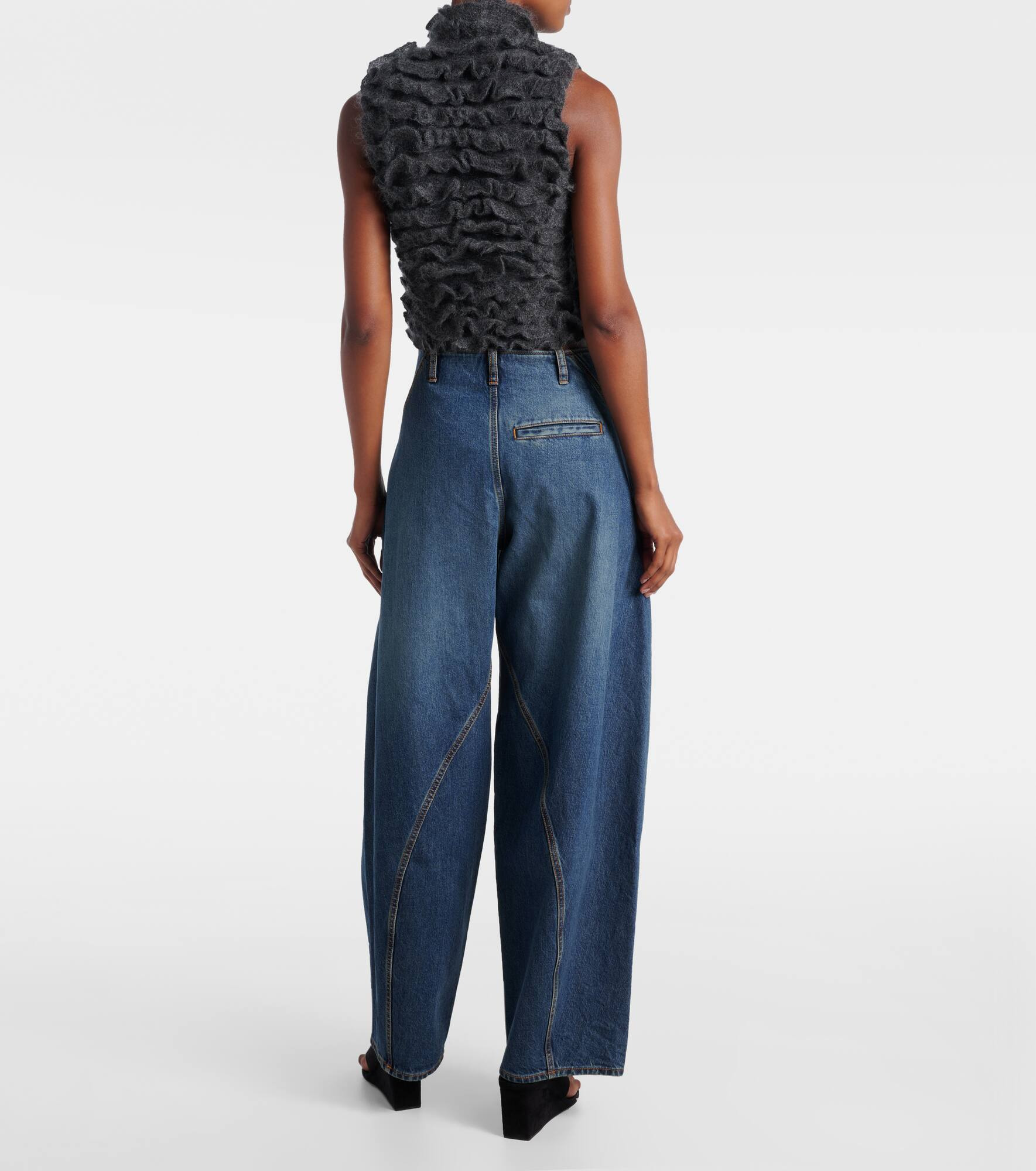 Ruffled mohair-blend turtleneck top - 3