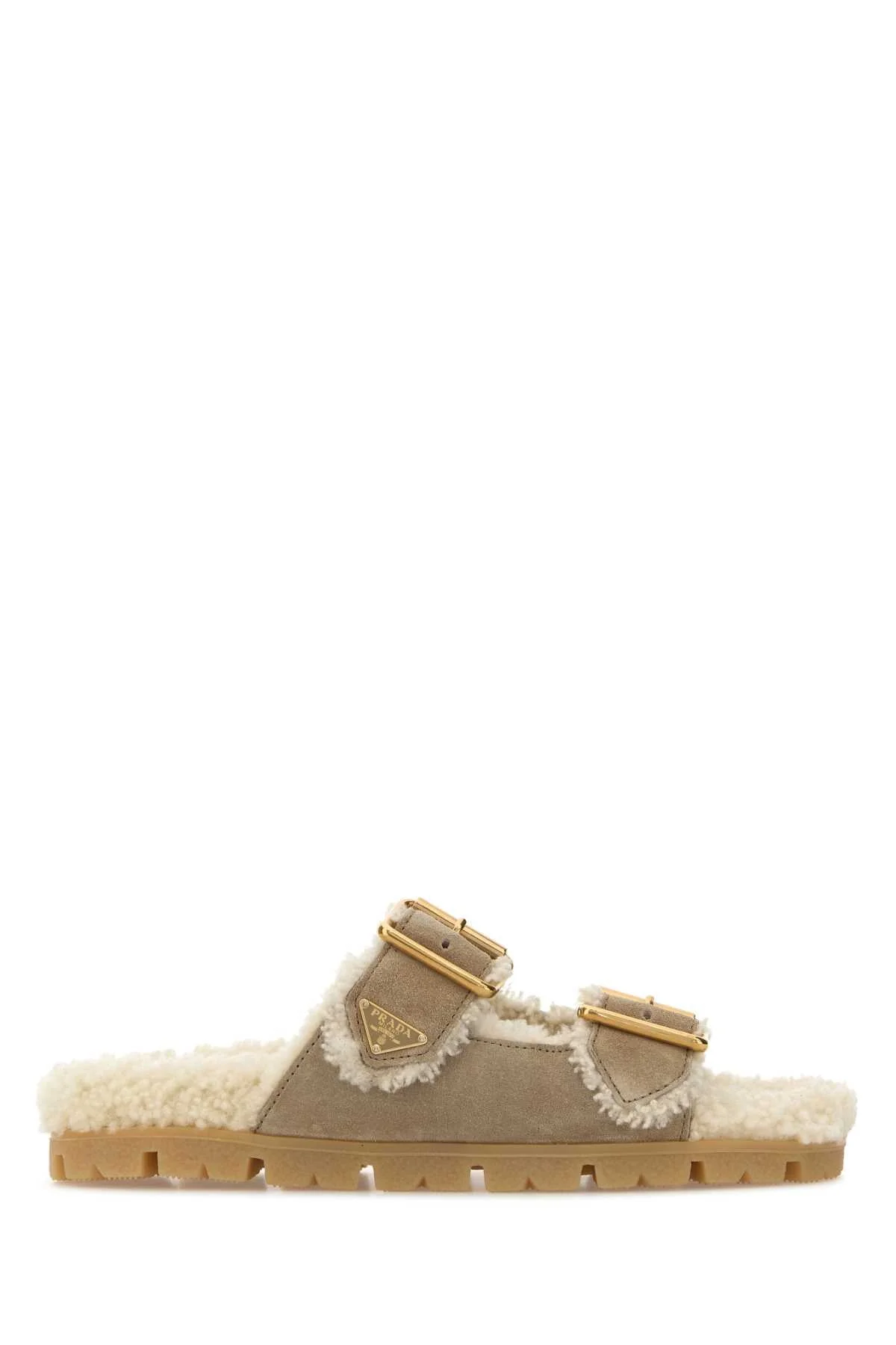 Prada Women Sand Suede Slippers - 1