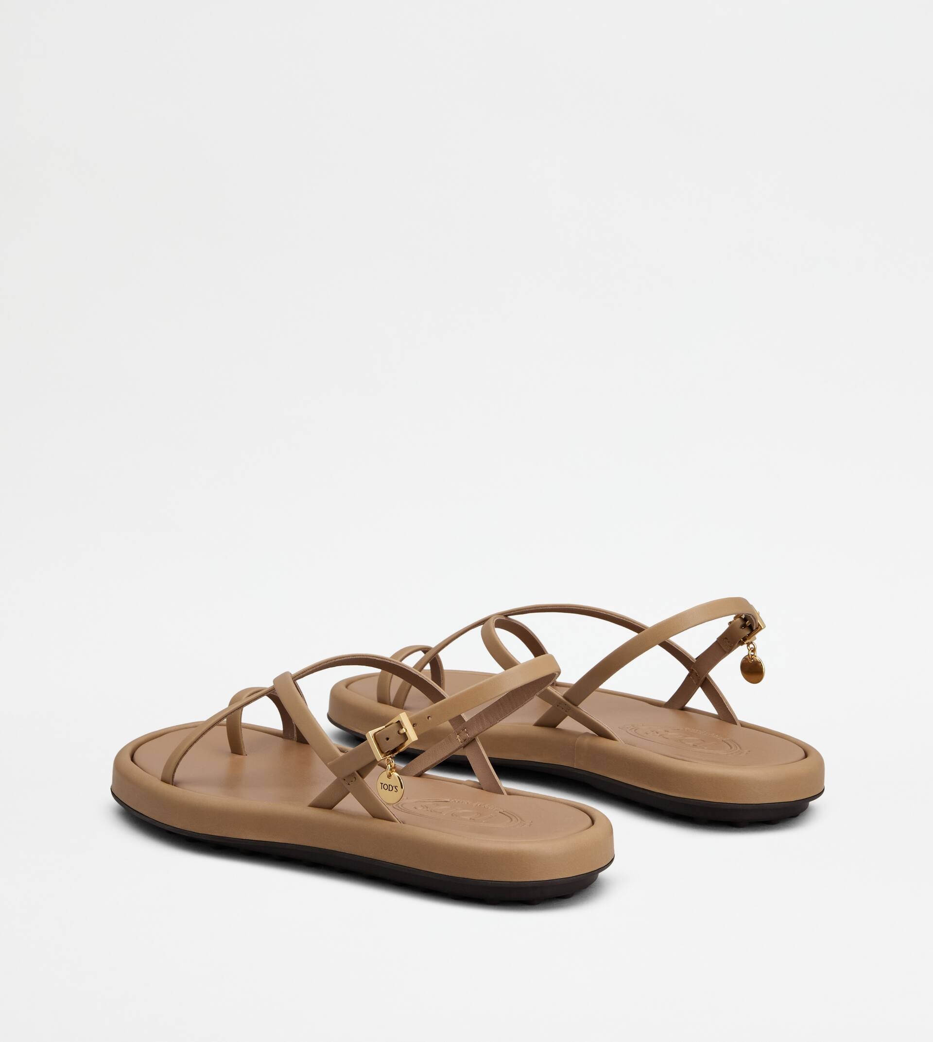 SANDALS IN LEATHER - BEIGE - 3