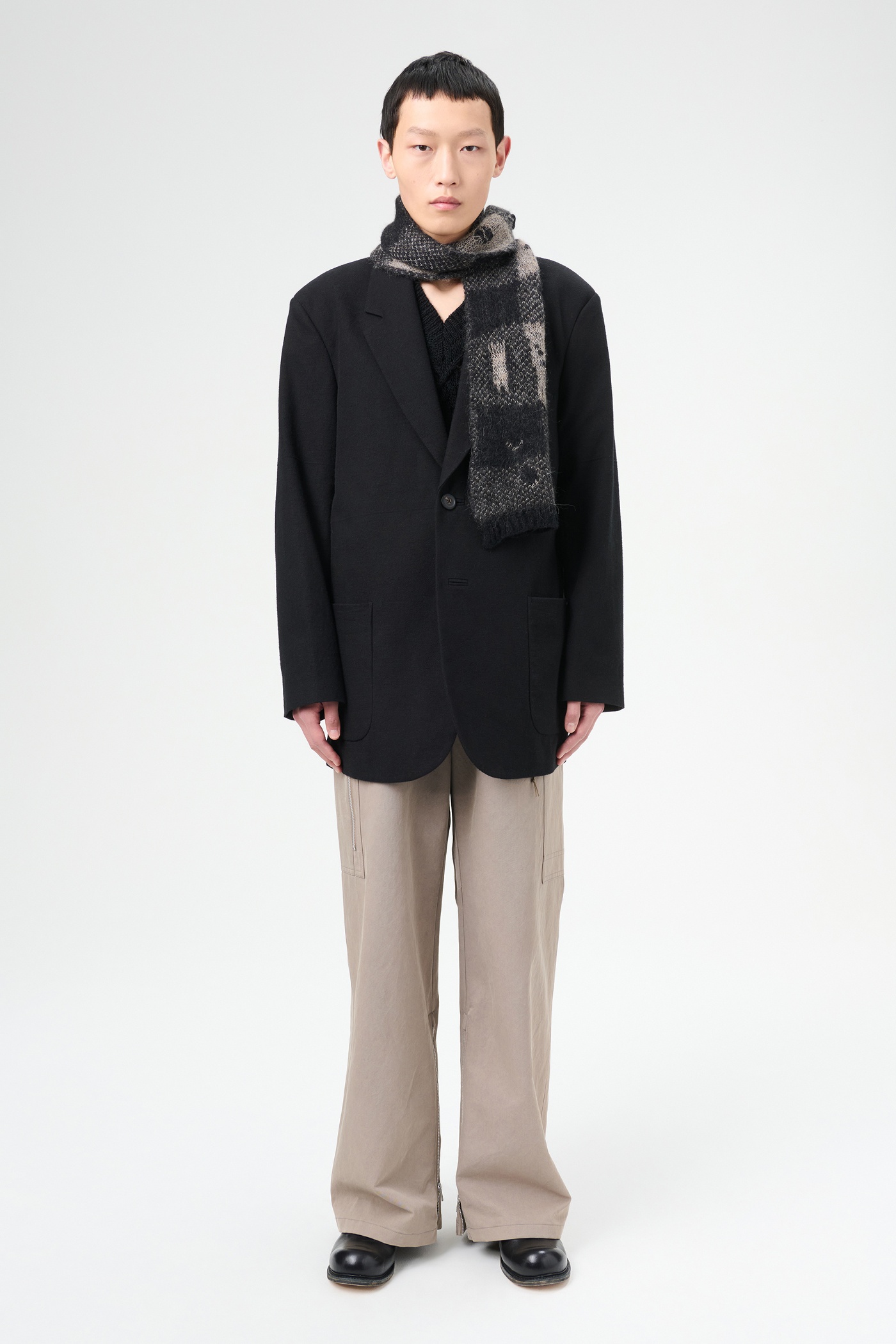 Past Scarf Black Destructive Gingham - 3