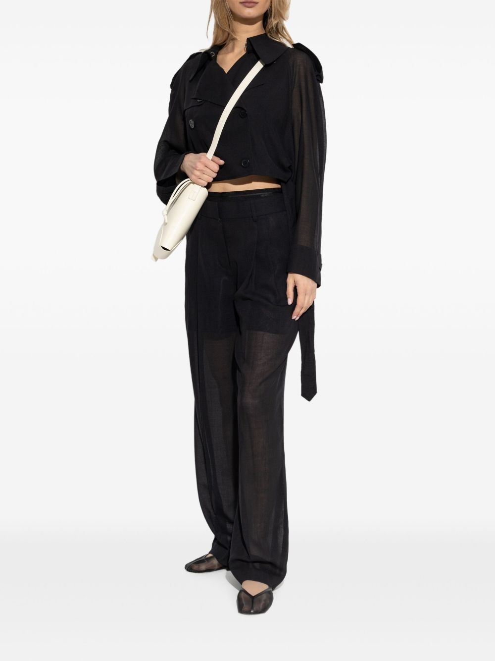 cropped double-breasted coat - 2