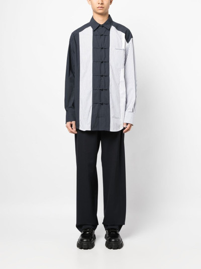 FENG CHEN WANG logo-embroidered striped panelled shirt outlook