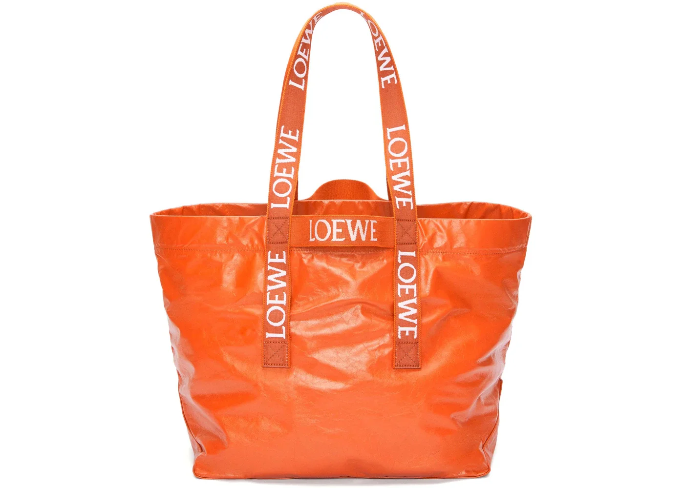 LOEWE Fold Shopper In Paper Calfskin Orange - 1