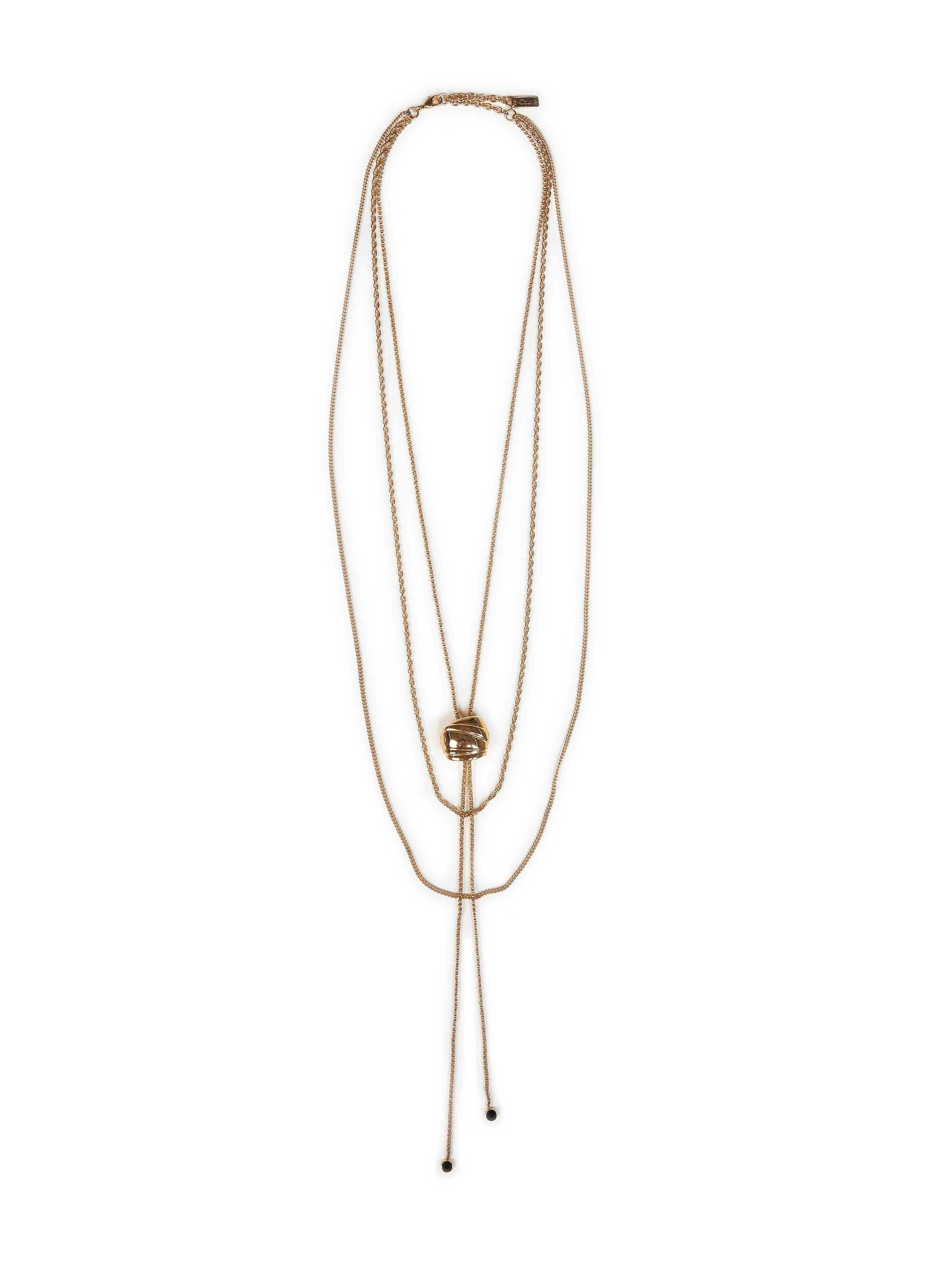 Gold metal long multi-chain necklace - 1