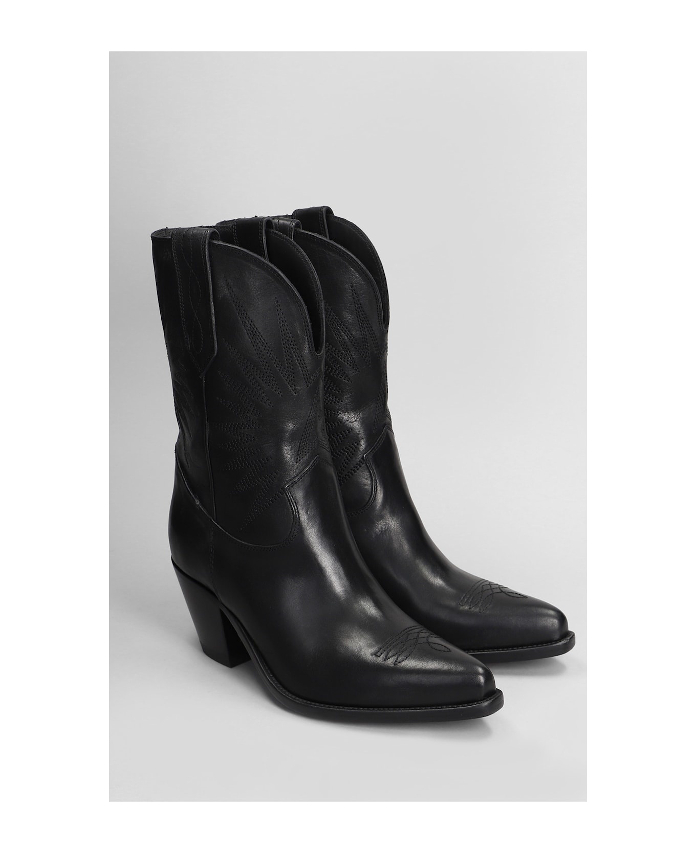 70 Wish Star Texan Boots In Black Leather - 2