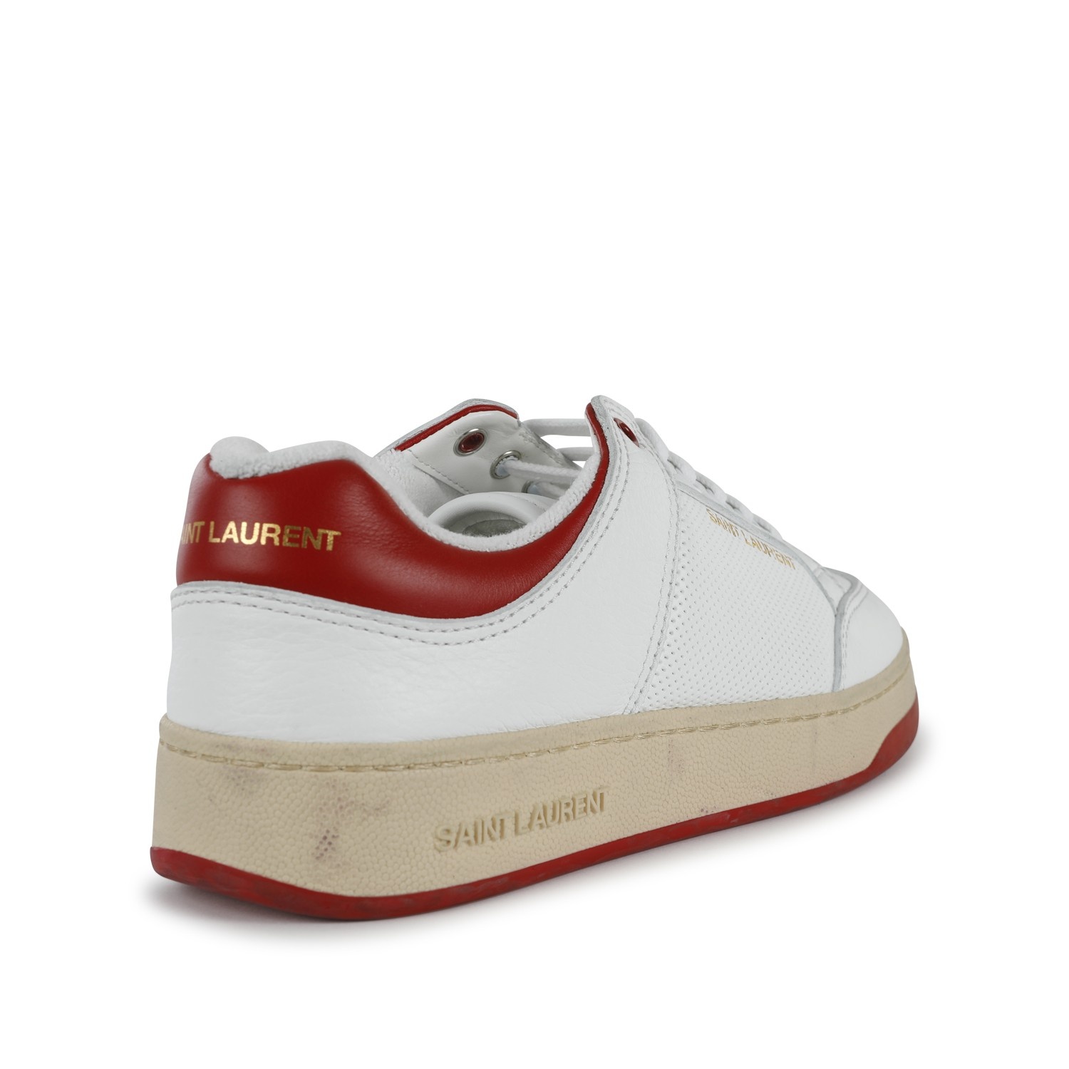 WHITE AND RED LEATHER SL/61 SNEAKERS - 3