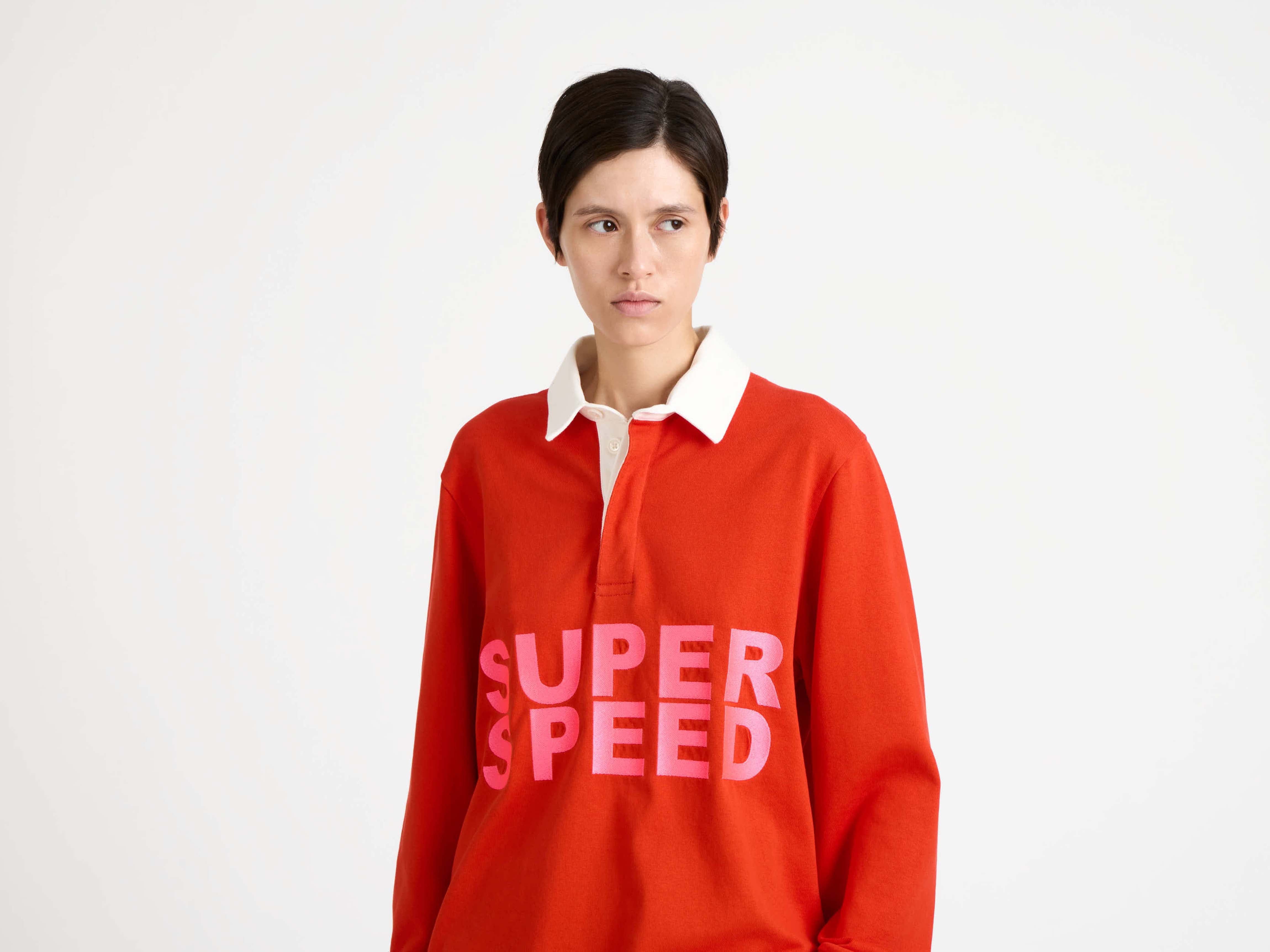 'SUPER SPEED' RUGBY POLO TOP IN BRIGHT RED - 4