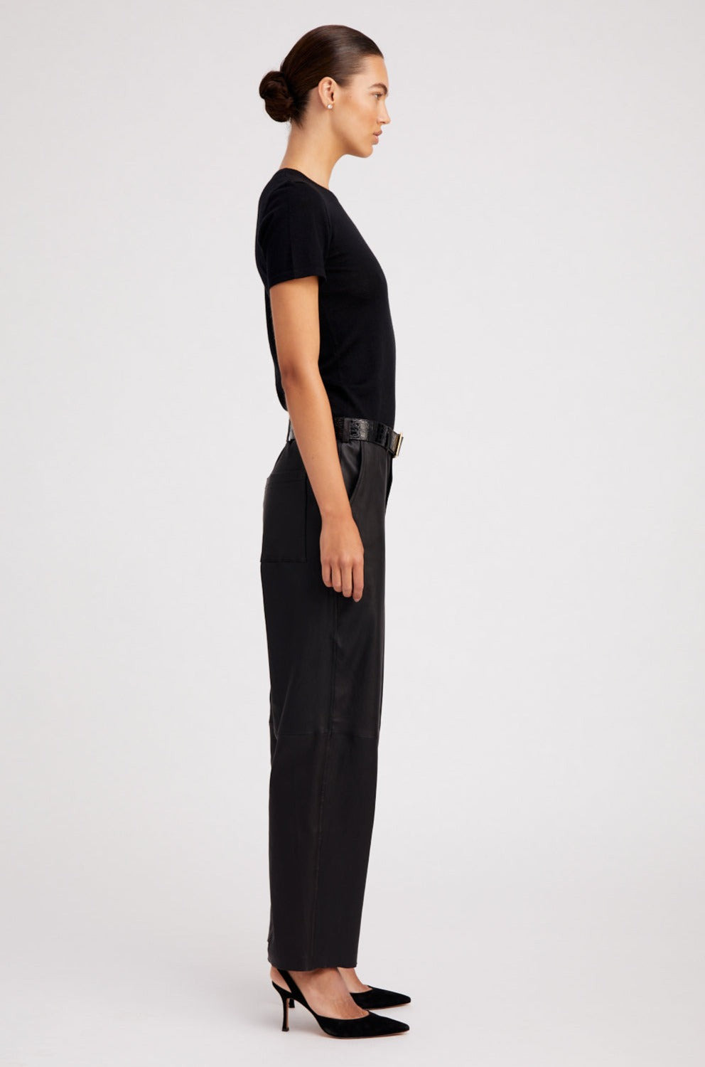 BLACK ULTRA FINE CASHMERE TEE - 3