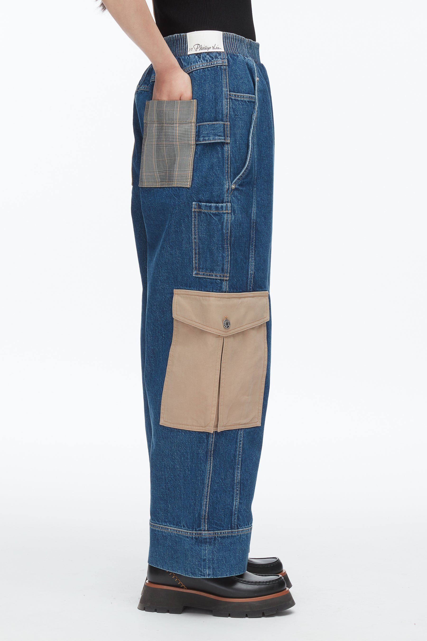 Patchwork Denim Pull On Pants - 4