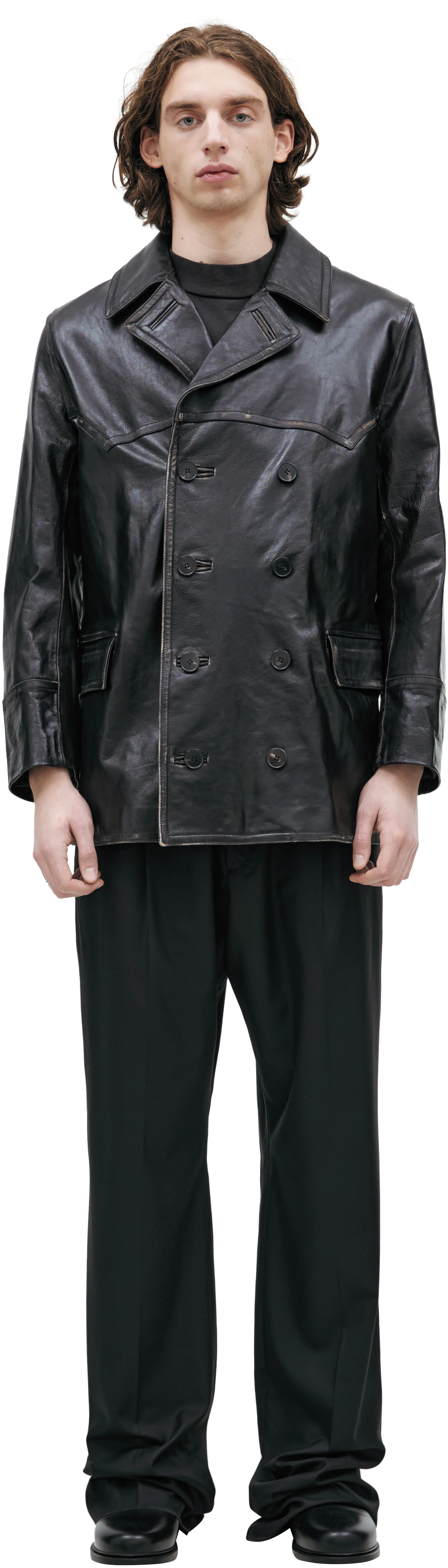 DOUBLE-BREASTED LEATHER JACKET - 1