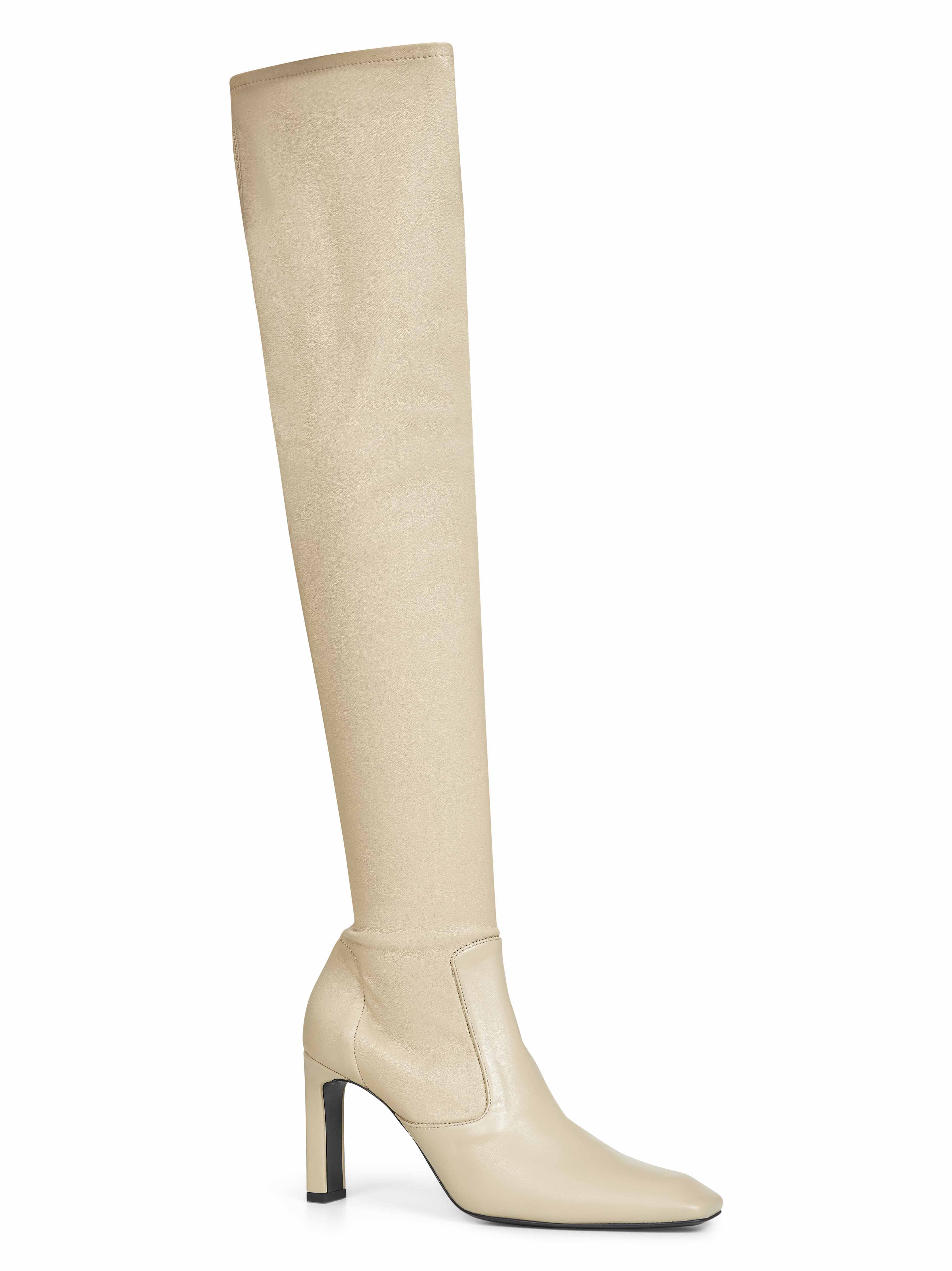 Beige nappa leather over-the-knee boots - 2