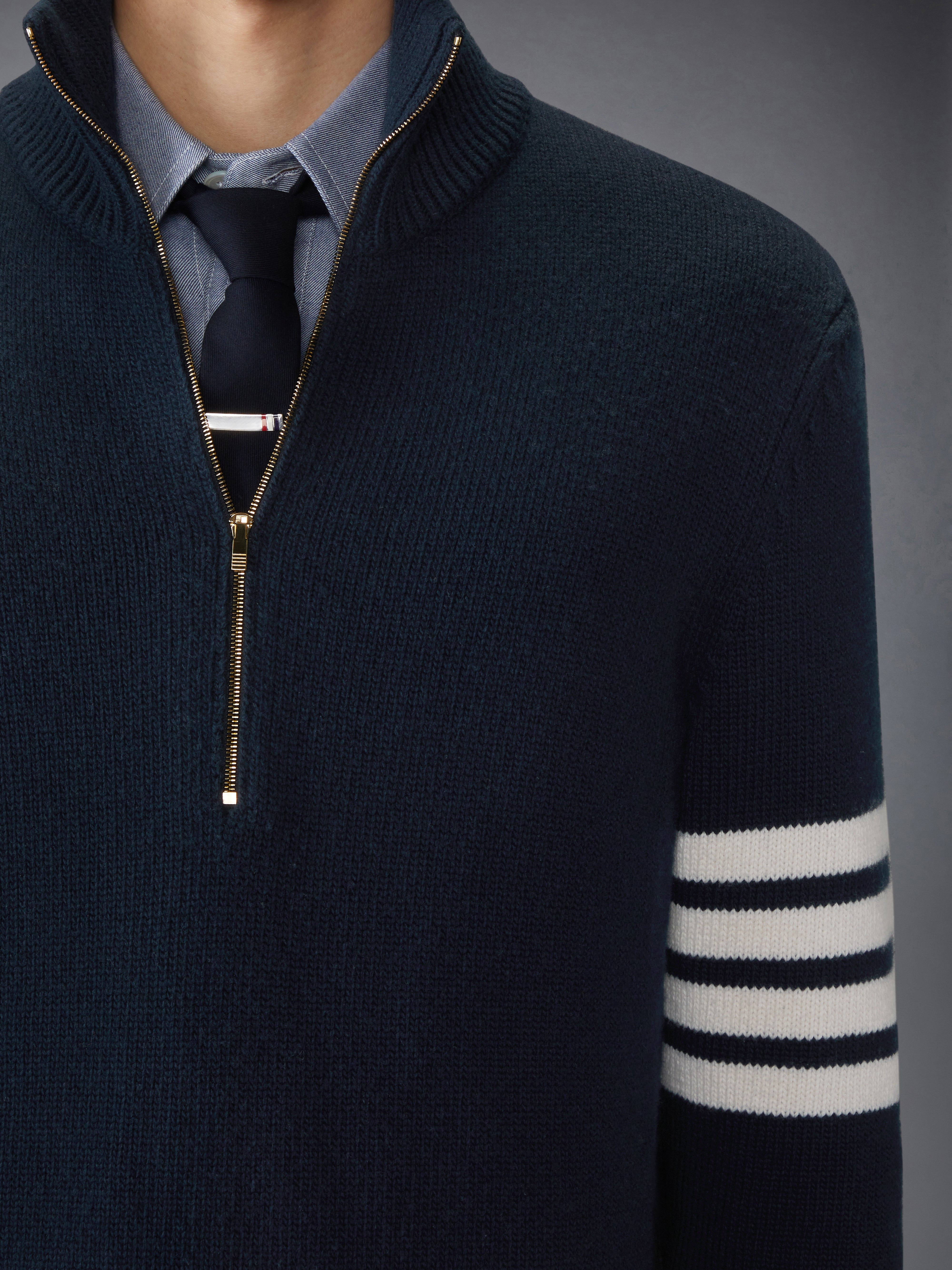 MERINO WOOL 4-BAR FUNNEL NECK PULLOVER - 7