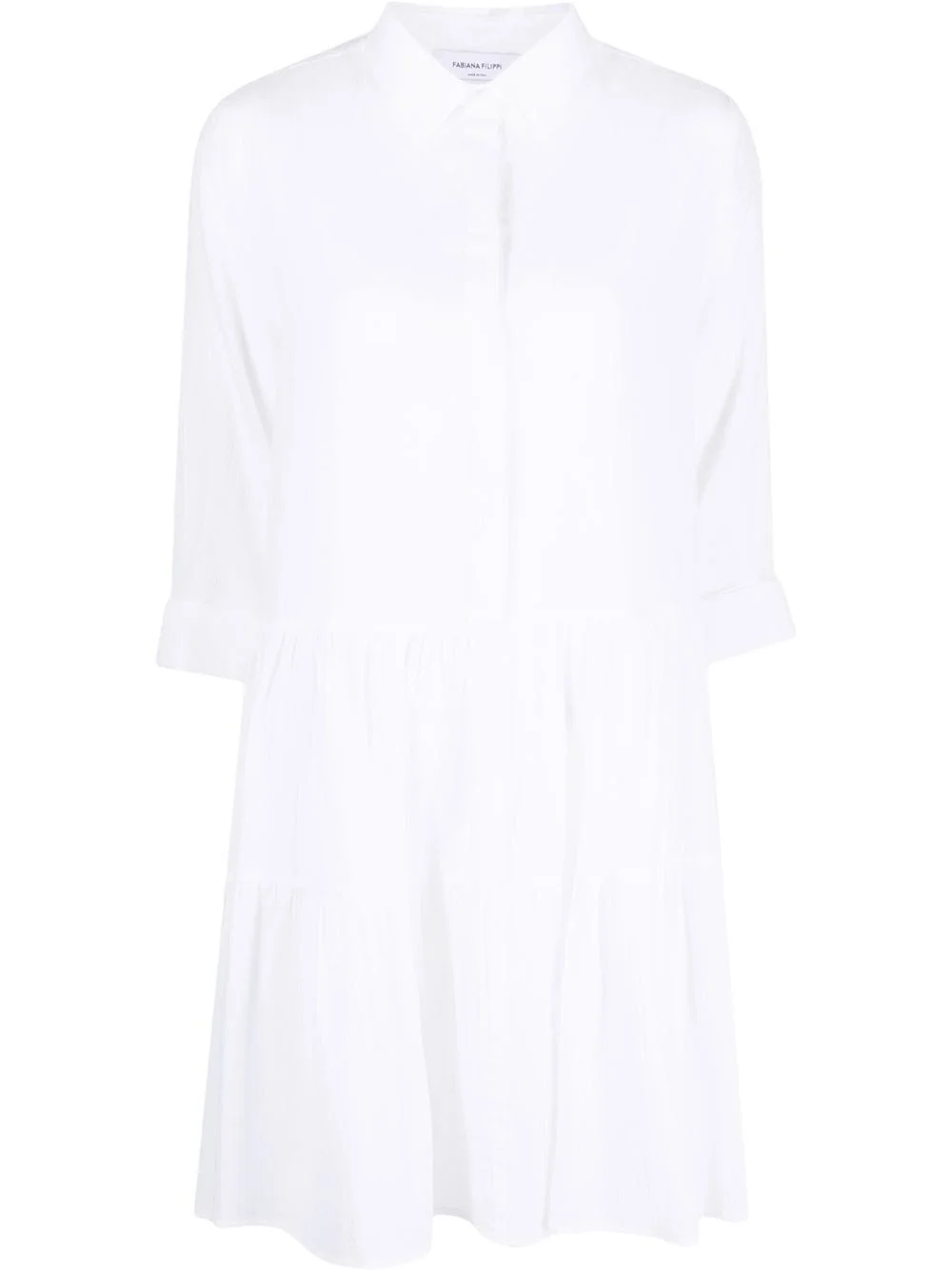 tiered cotton mini shirtdress - 1