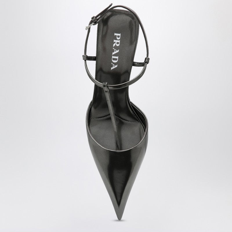 Prada Anthracite Grey Patent Leather Slingback Pumps Women - 3