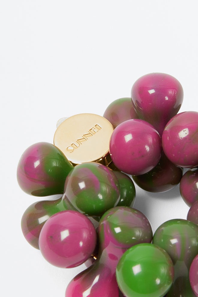 GREEN & PINK BIRILLI GOLD EARRINGS - 2