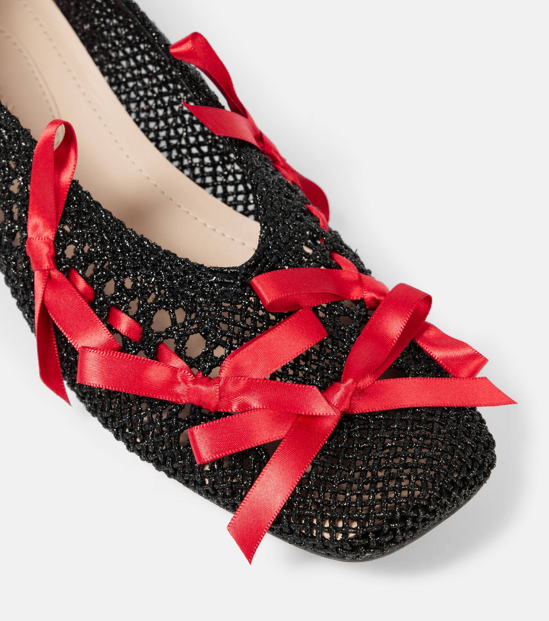 Bow-detail crochet ballet flats - 5