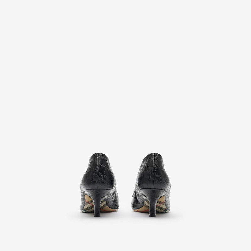 Check Leather Dame Low Pumps 3