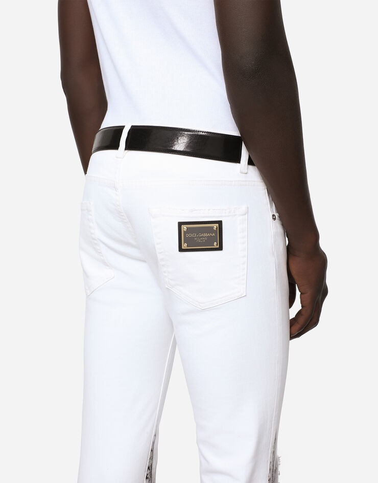 Skinny stretch jeans with rips and brushstrokes - 5