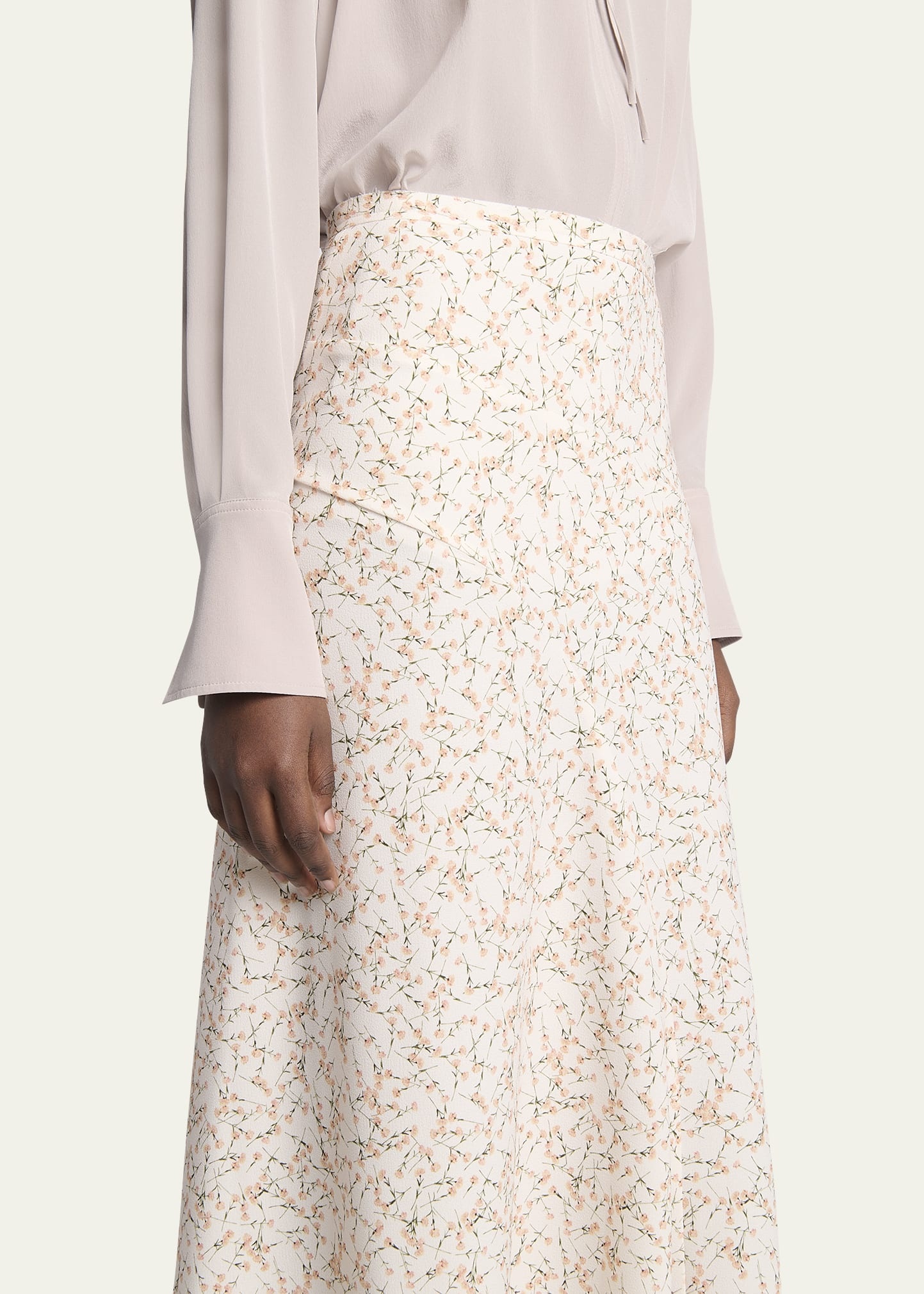 Floral Spiral Seam Asymmetric Skirt - 5