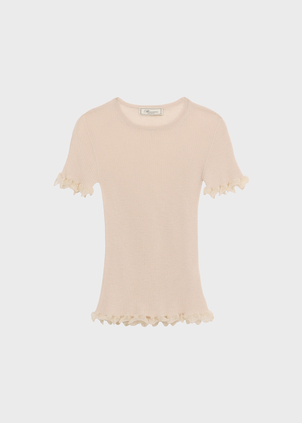 RIBBED SWEATER WITH LAMÉ SCALLOPED HEM - 1