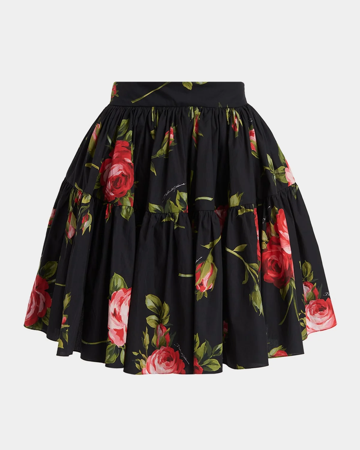 Rose Bouquet-Print Short Skirt - 1