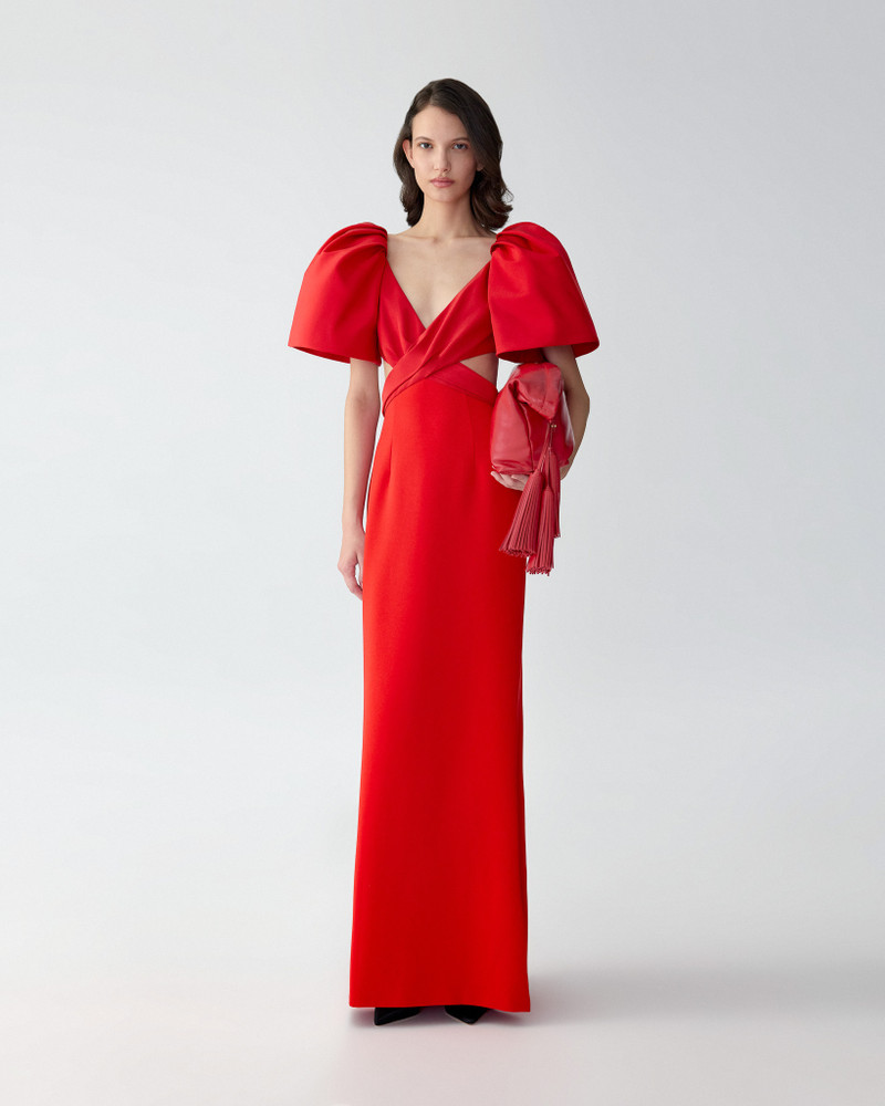 CAROLINA HERRERA Bell-Sleeve Gown With Cutouts outlook