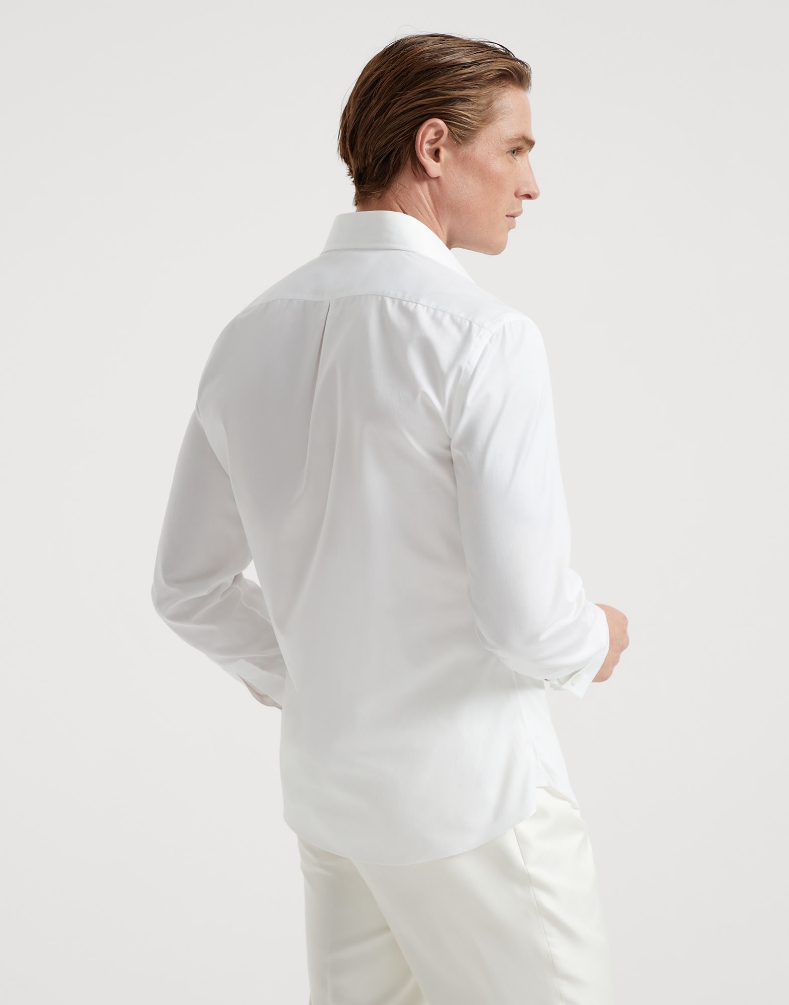 Sea Island cotton twill slim fit tuxedo shirt with pleated bib, spread collar and French cuffs - 2
