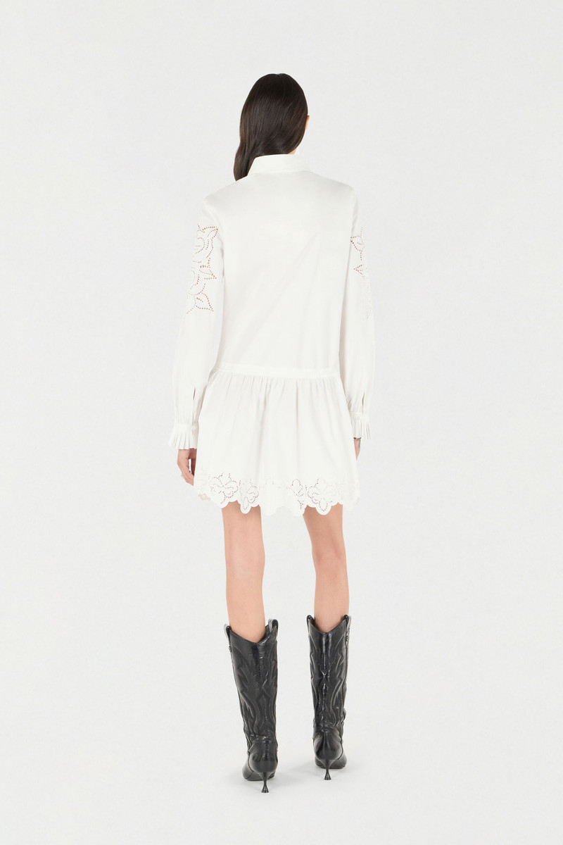 Mini Shirt Dress With Perforated Roses 4