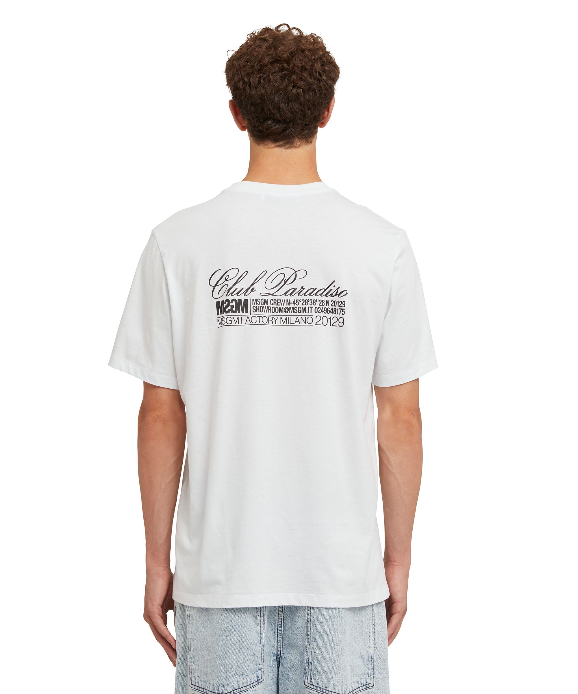 Cotton crewneck t-shirt with "MSGM Margarita" and "club paradiso" graphics - 2