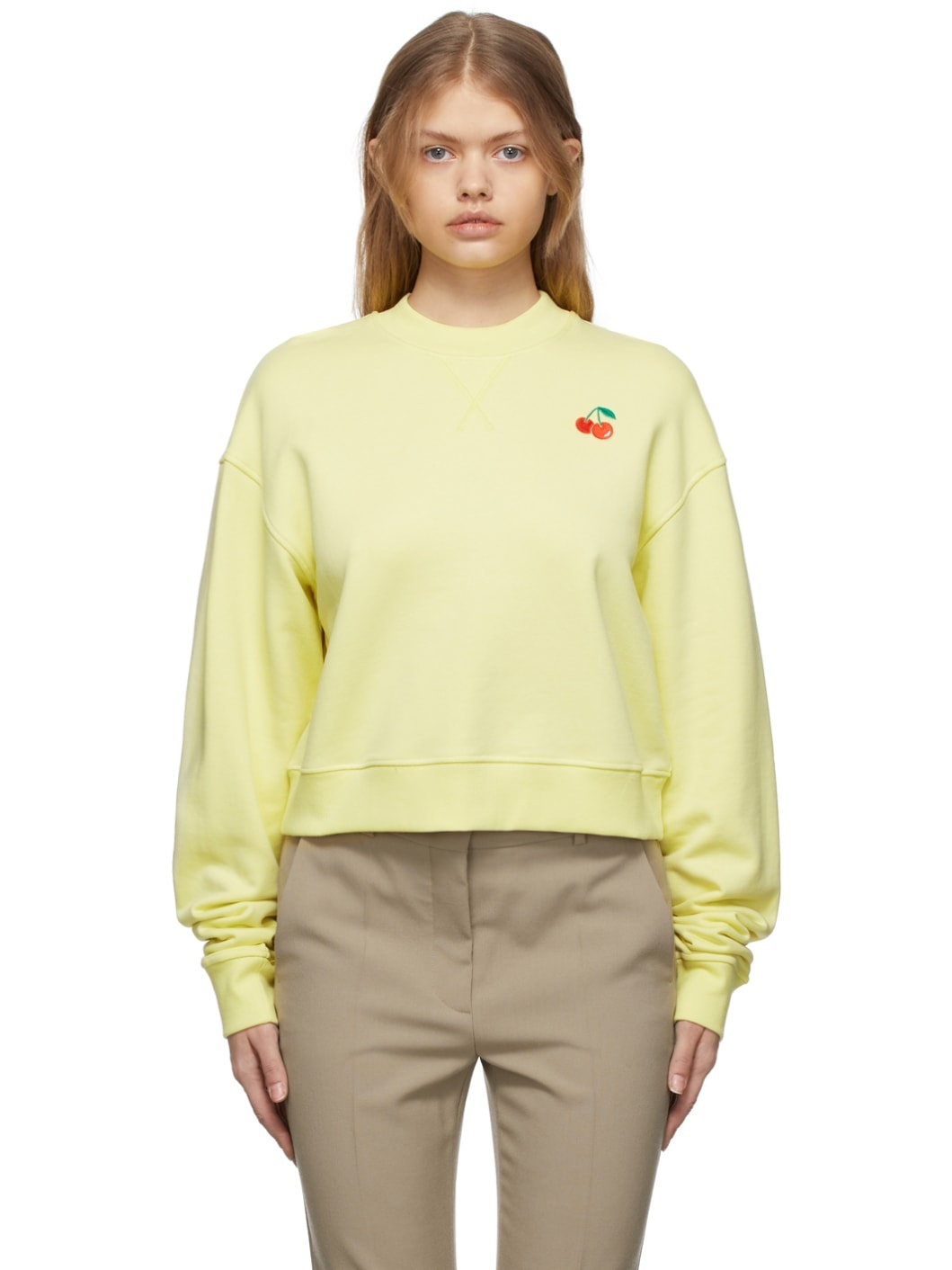 Yellow Stretch Cotton Sweatshirt - 1