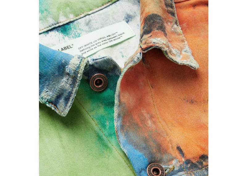 Off-White OFF-WHITE Painted Distressed Denim Trucker Jacket Multicolor outlook