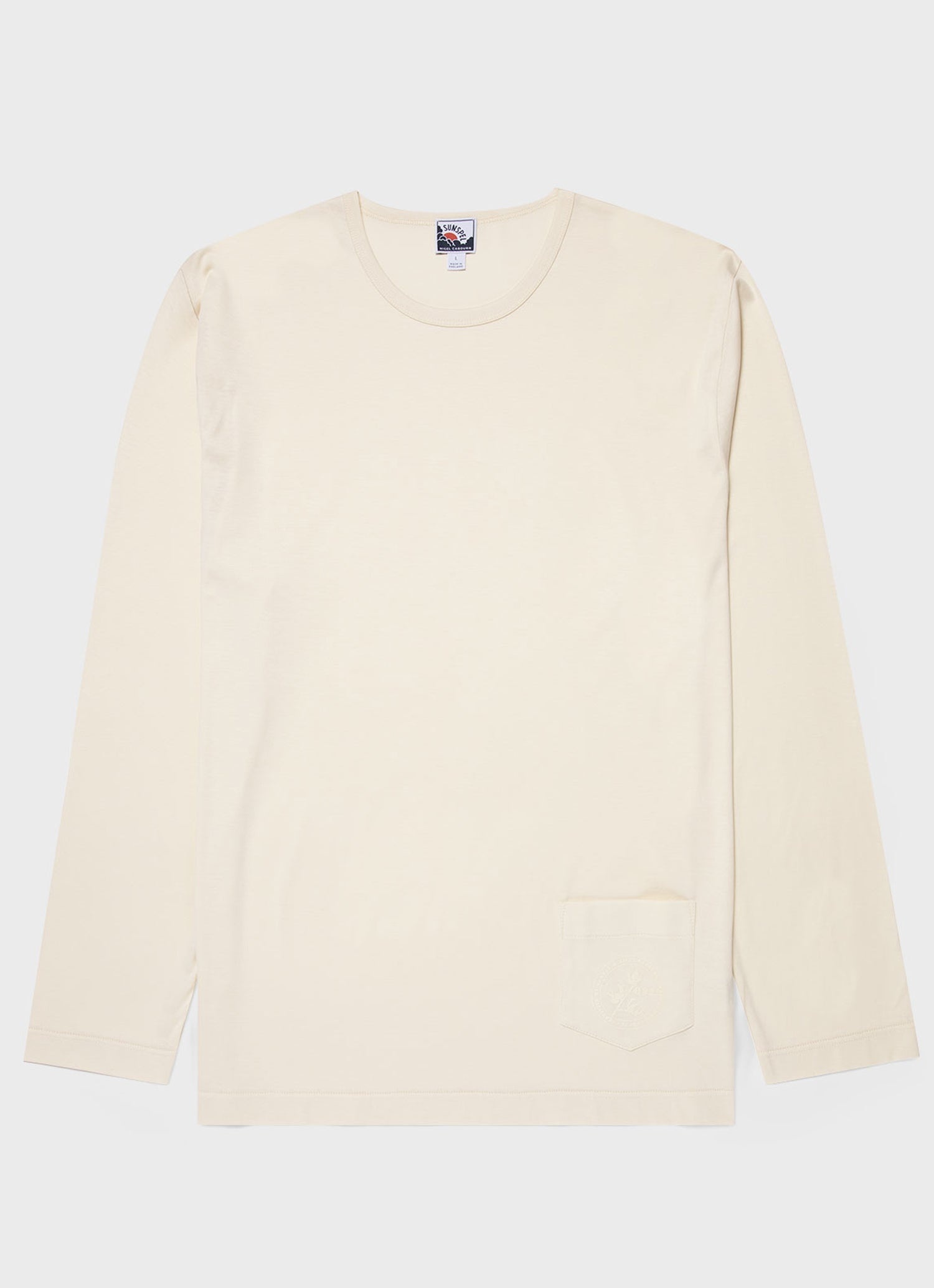 Nigel Cabourn x Sunspel Long Sleeve Pocket T-Shirt in Stone White - 1