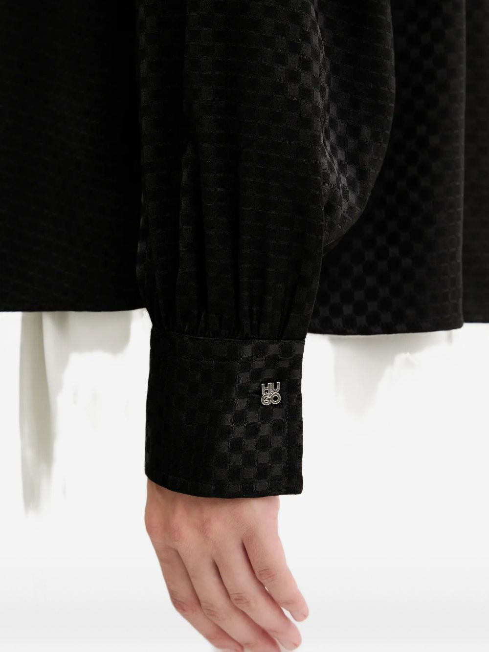 checked puff-sleeve shirt - 5
