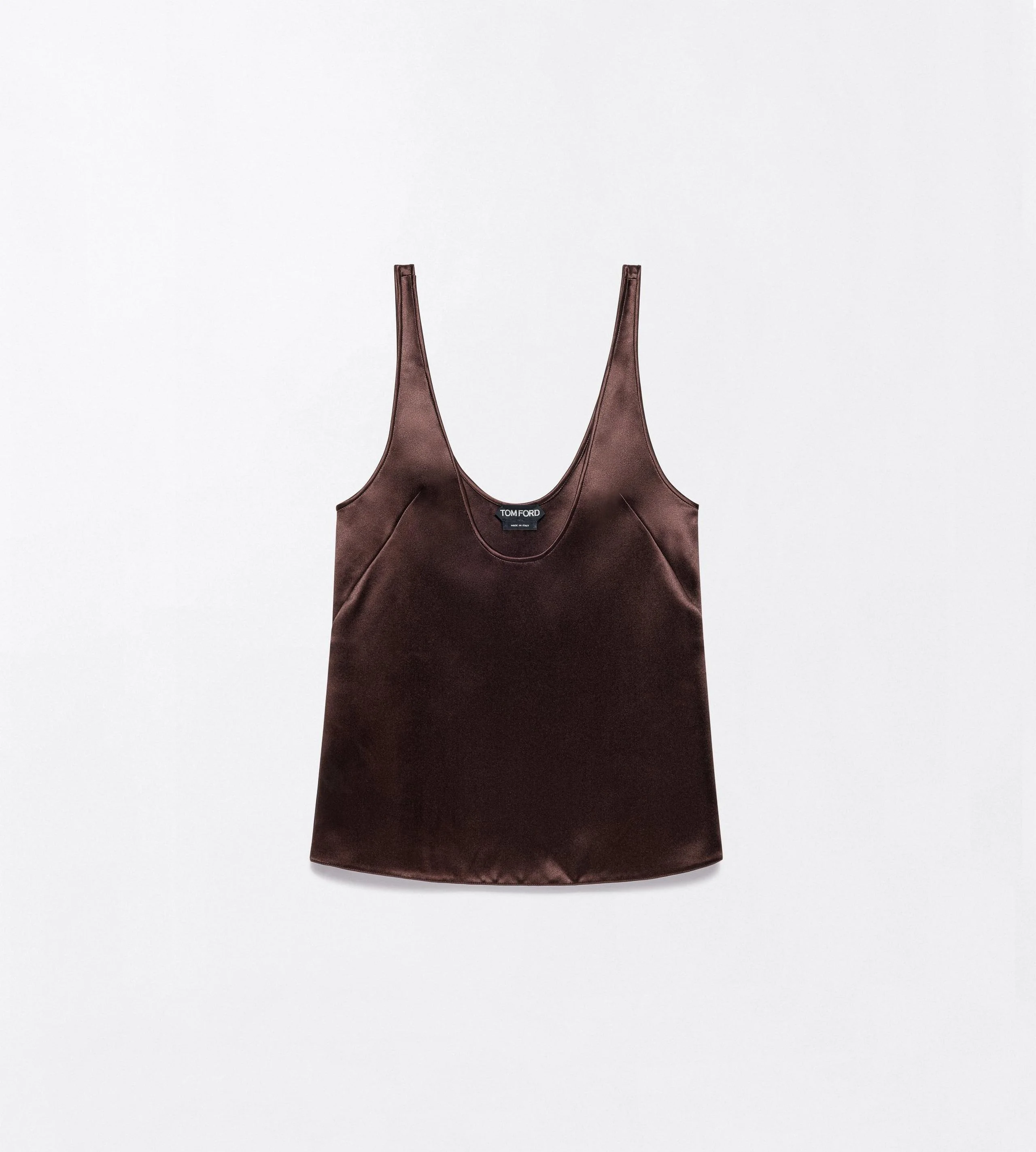 SILK SATIN LOW NECK TANK TOP - 1