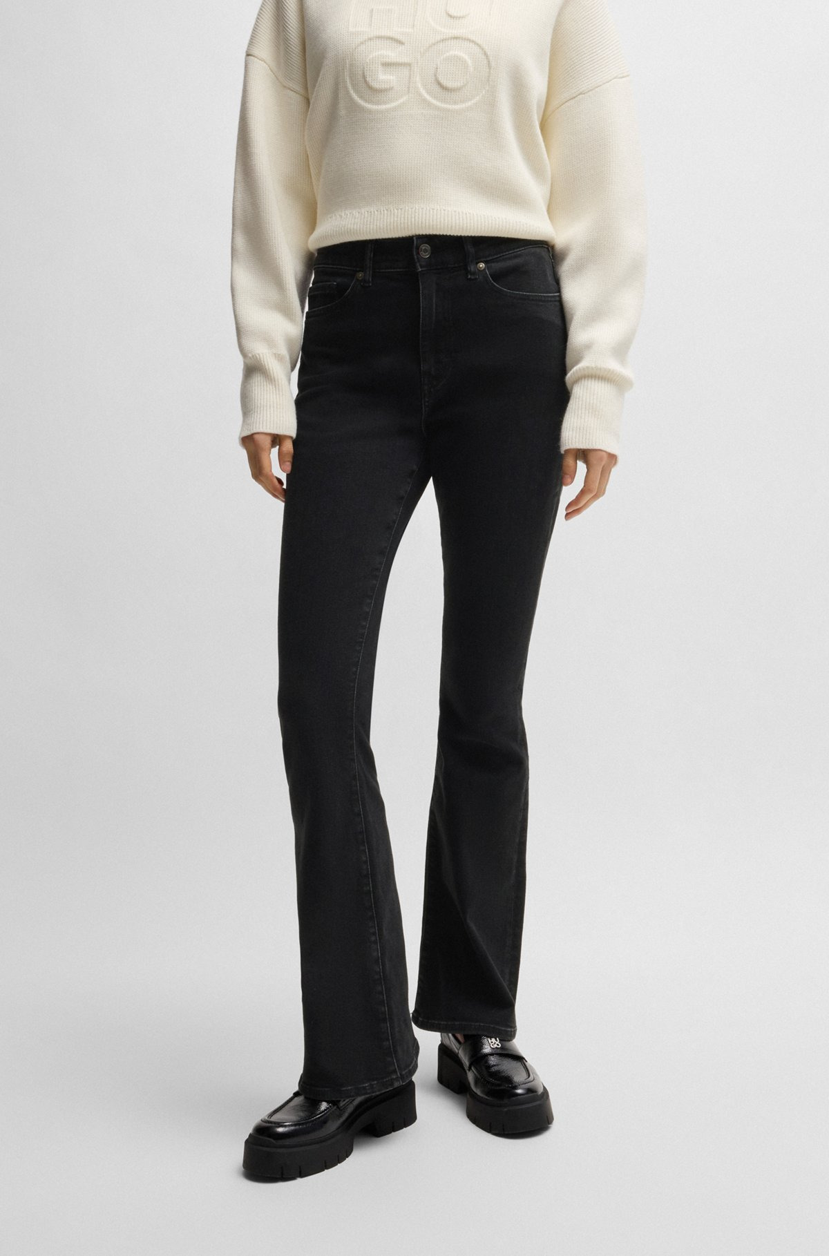 SLIM-FIT JEANS IN BLACK STRETCH DENIM - 2