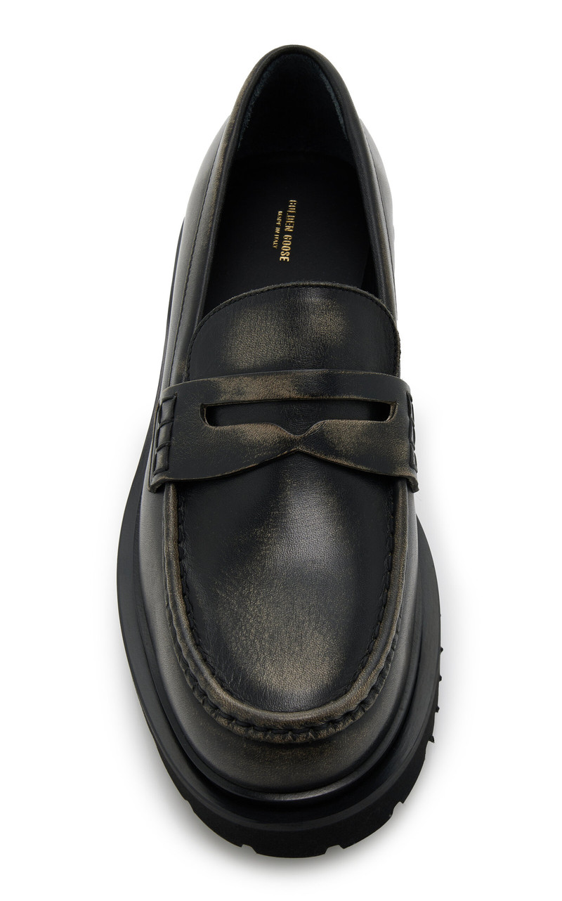 Golden Goose Distressed Leather Loafers black outlook