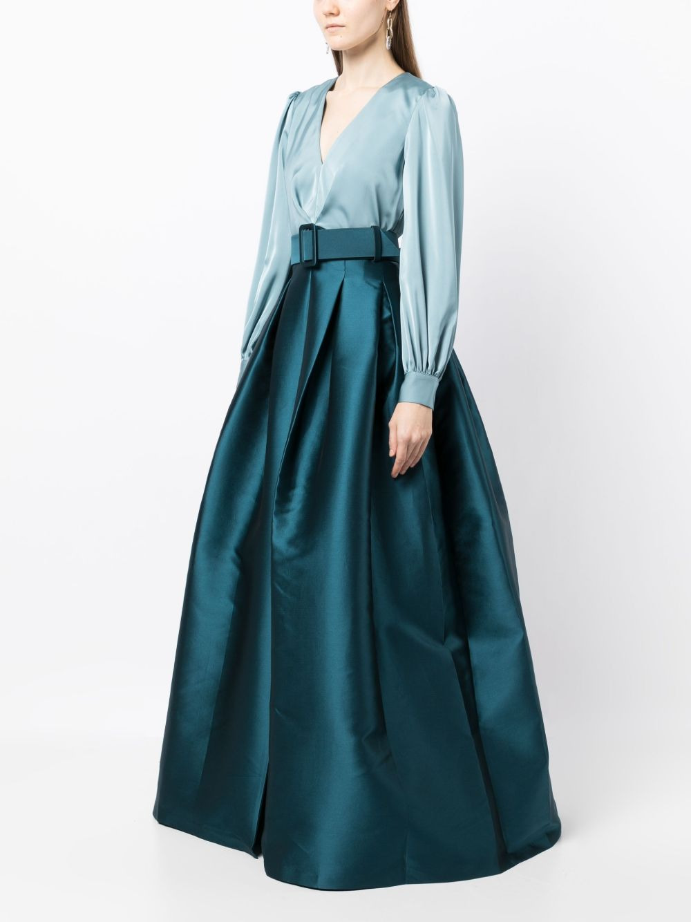 Zoe belted satin gown - 3
