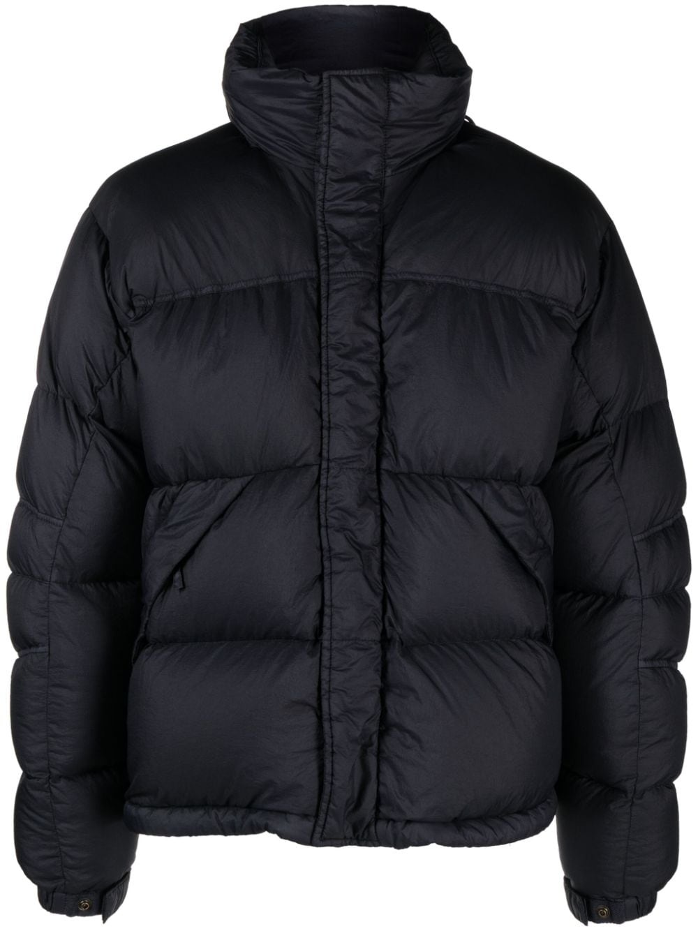 zip-up hooded down jacket - 1