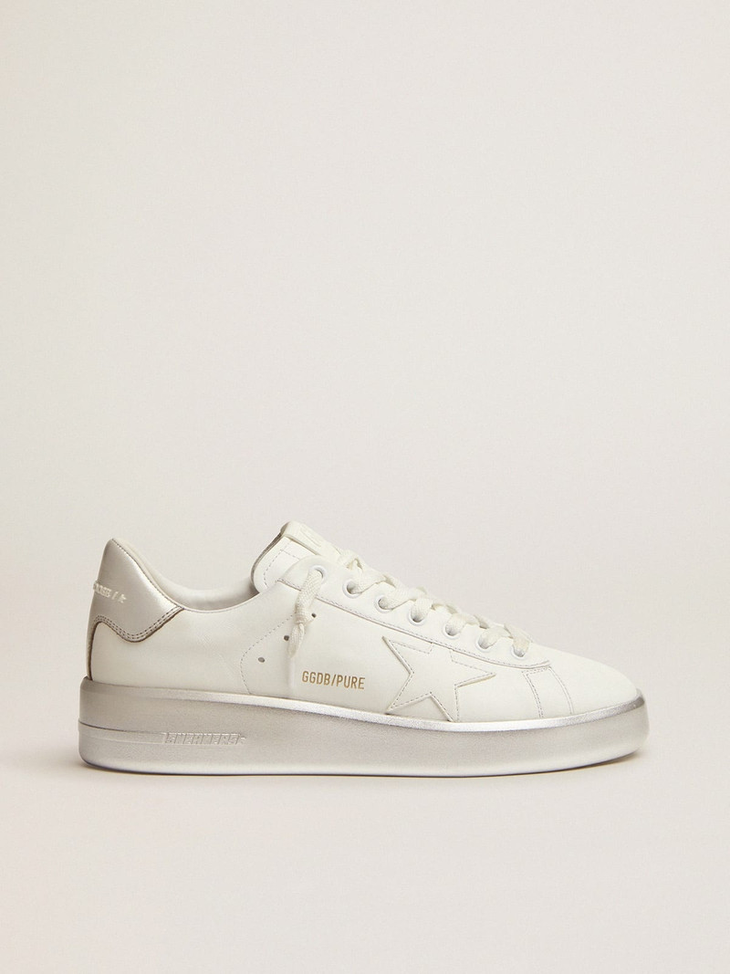 Purestar sneakers in leather with silver laminated heel tab and foxing - 1