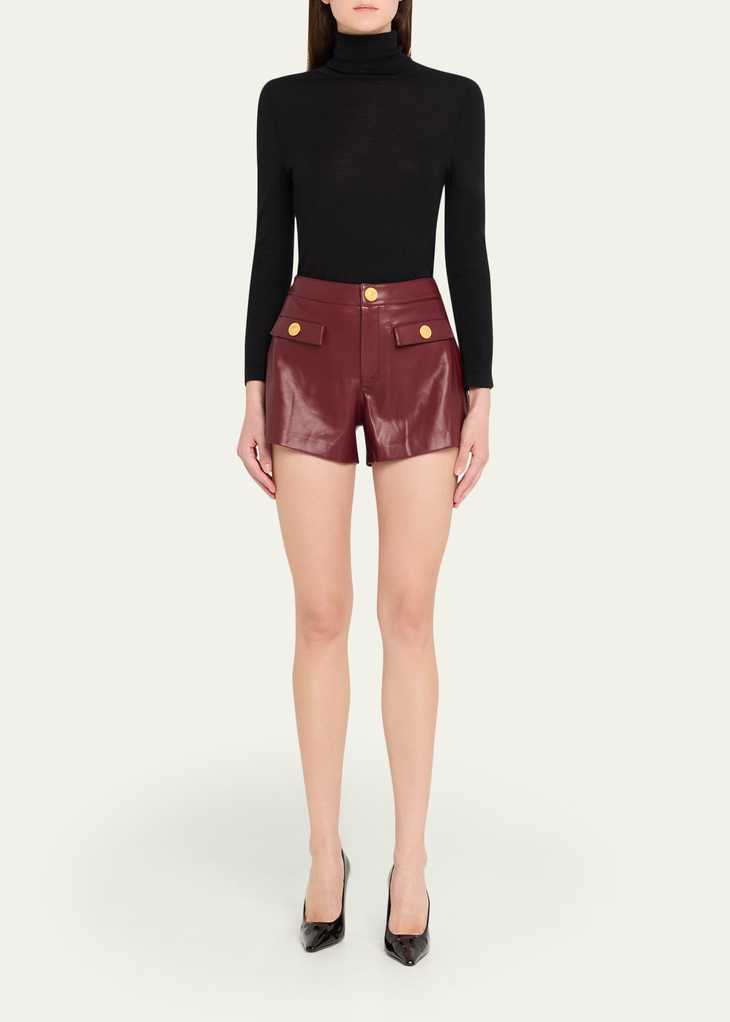 Dionne Faux Leather Shorts - 2