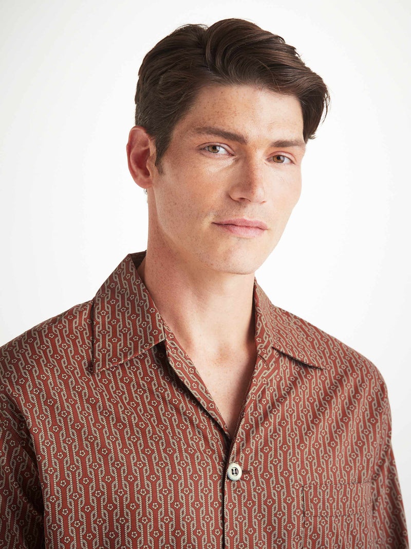 Men's Pajamas Cotton Batiste Red Rope Print - 2