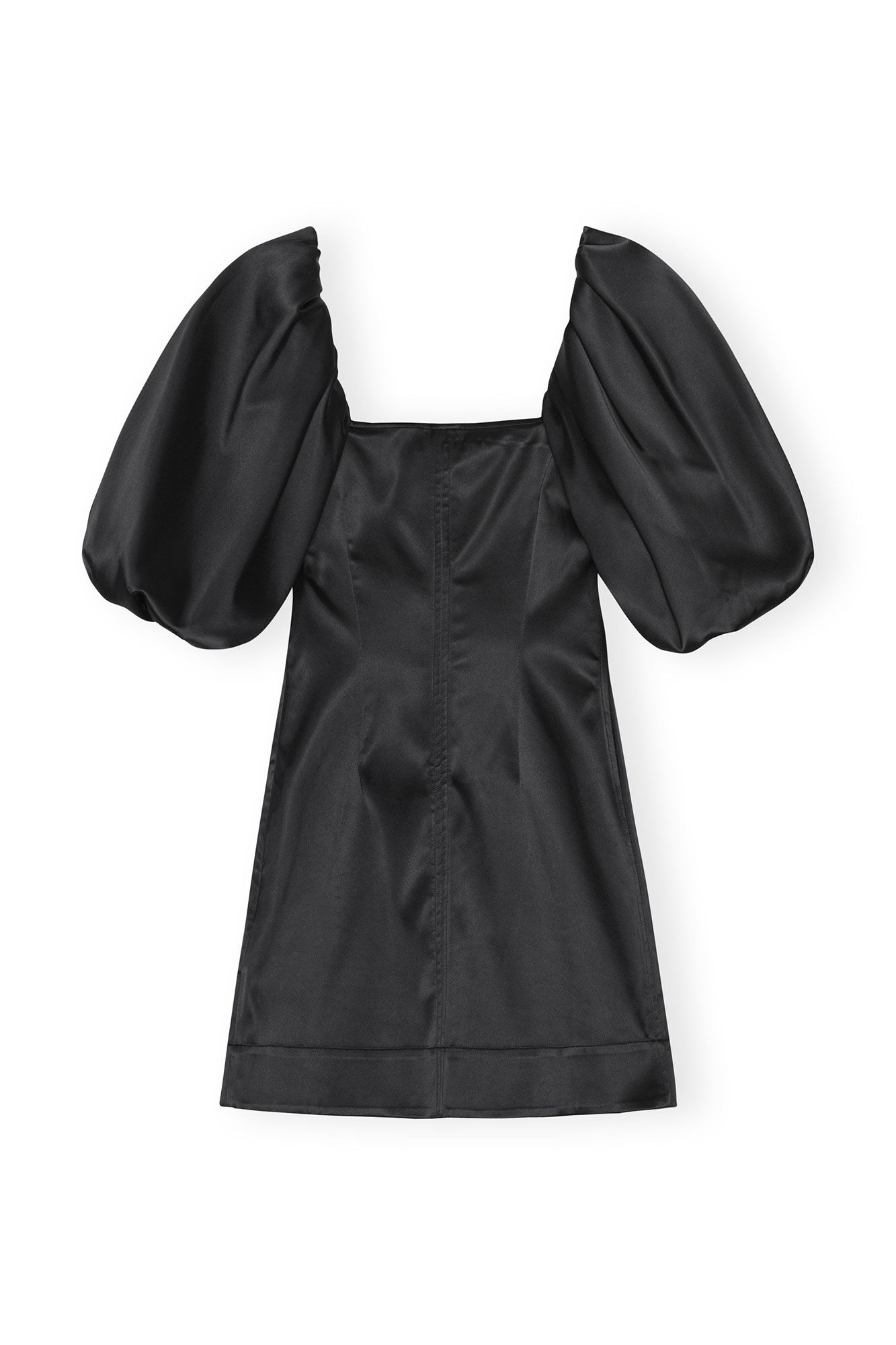 BLACK SATIN MINI DRESS - 1